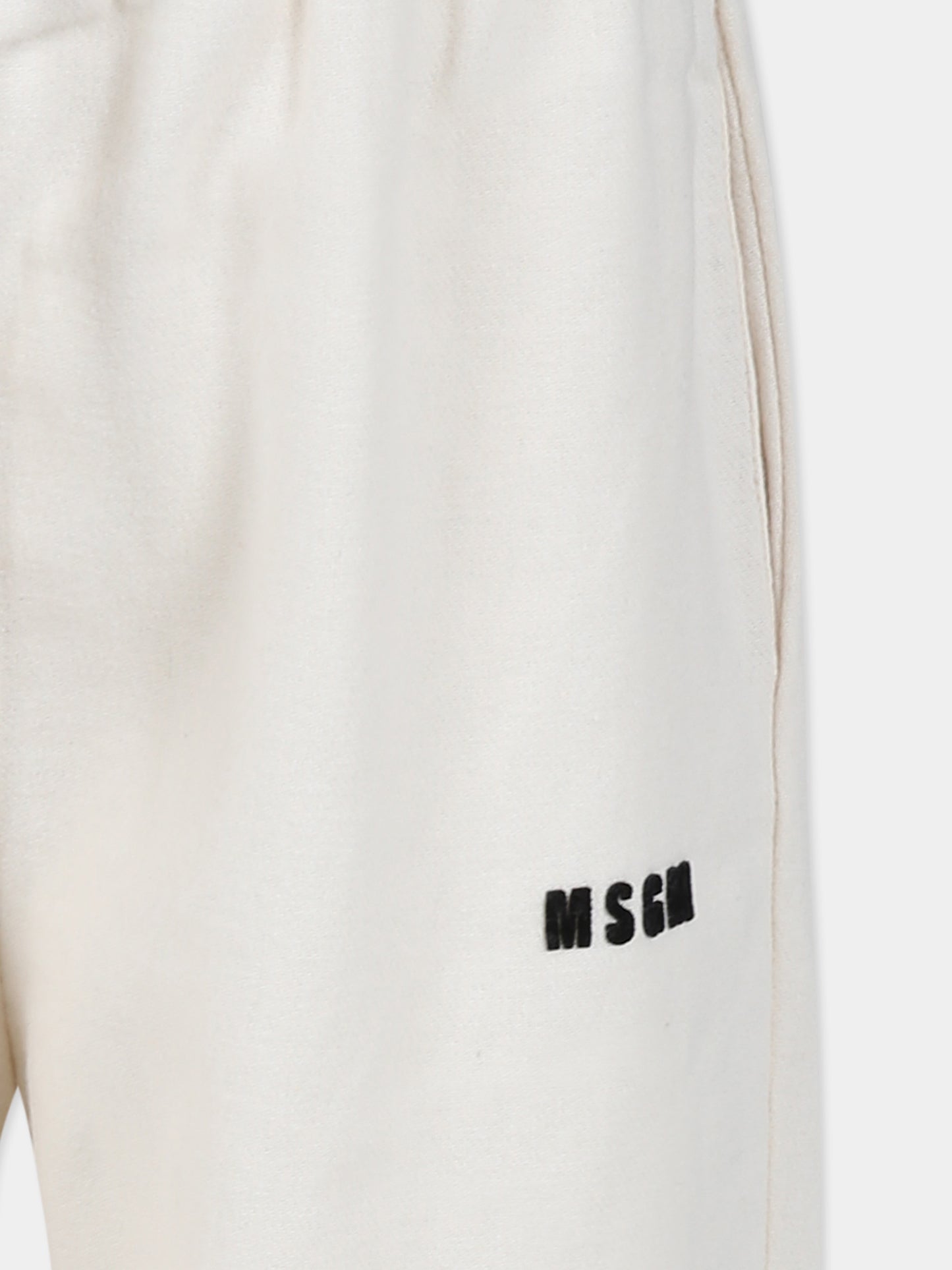 Pantaloni avorio per bambina con logo,Msgm Kids,F4MSJGPA237 013