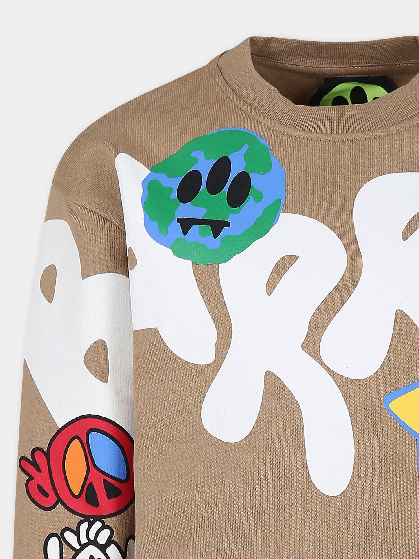 Beige sweatshirt for kids with logo