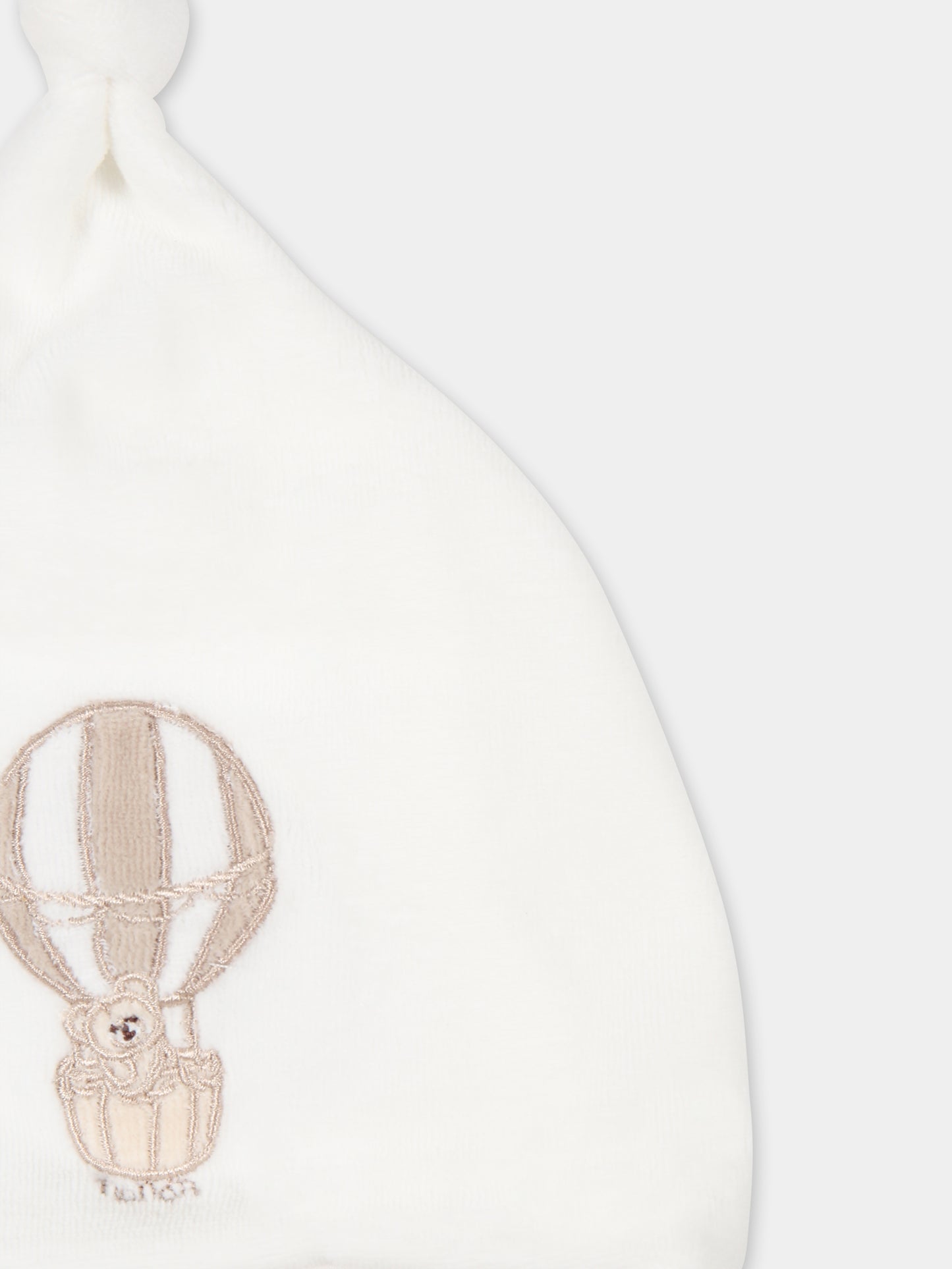 Cappello bianco per neonati con orsetto,Nanán,I24053 B