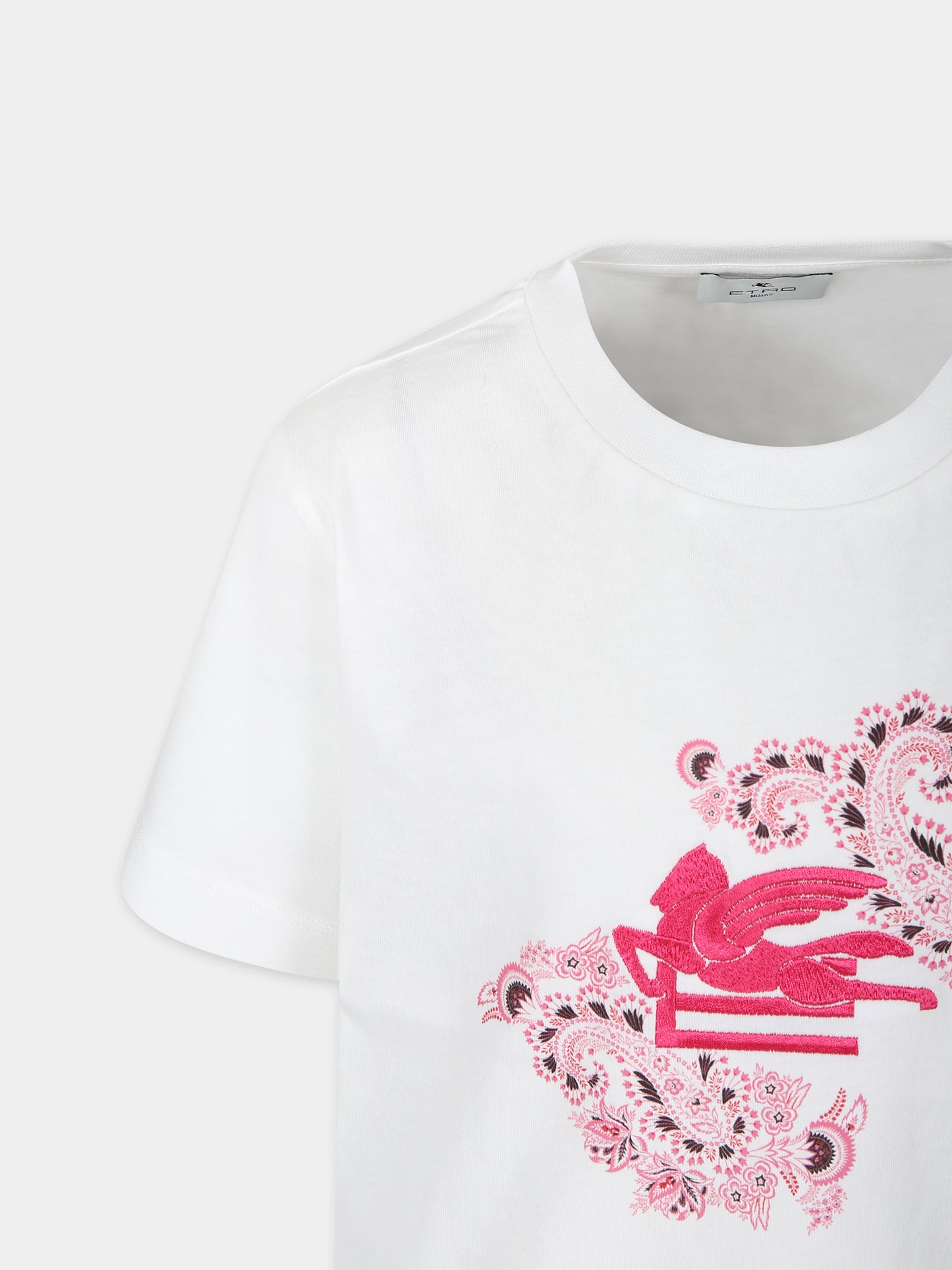 T-shirt avorio per bambina con Pegaso,Etro,GU8P21 Z2081 101RO