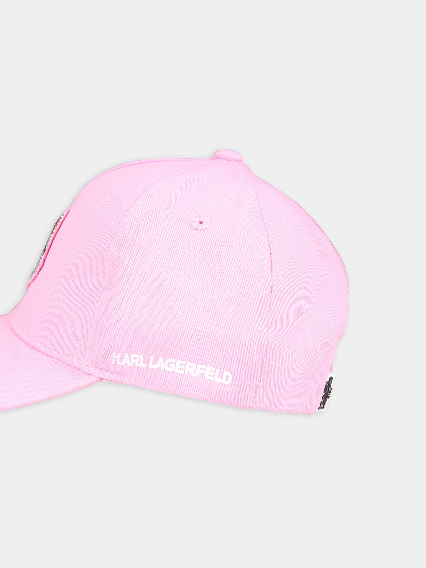 Cappello rosa per bambina con Choupette e strass,Karl Lagerfeld Kids,Z30165 47F