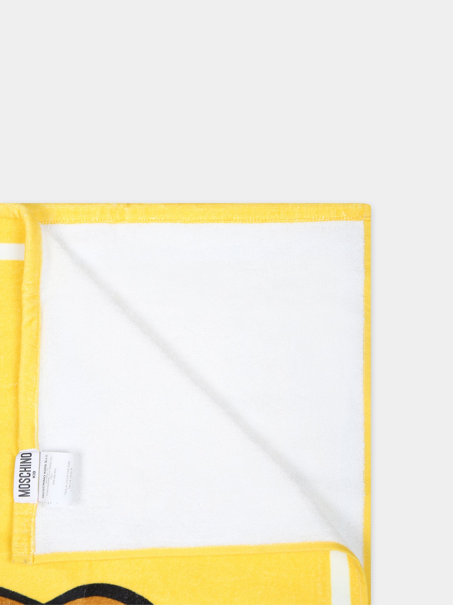 Telo mare giallo per bambino con Teddy Bear e tavola da surf,Moschino Kids,HQX01B LGA15 50162