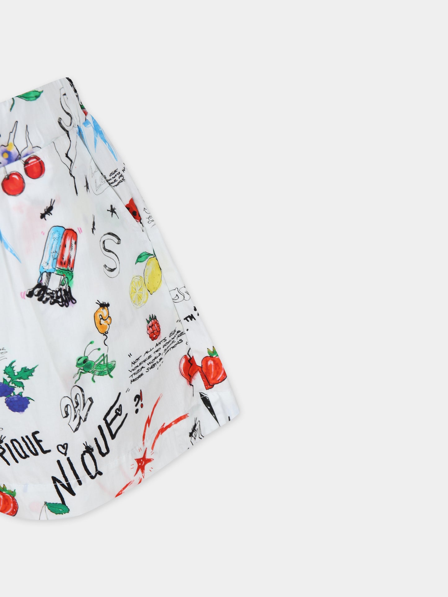 Shorts bianchi per bambina con stampa fumetto,Msgm Kids,MS029395 001