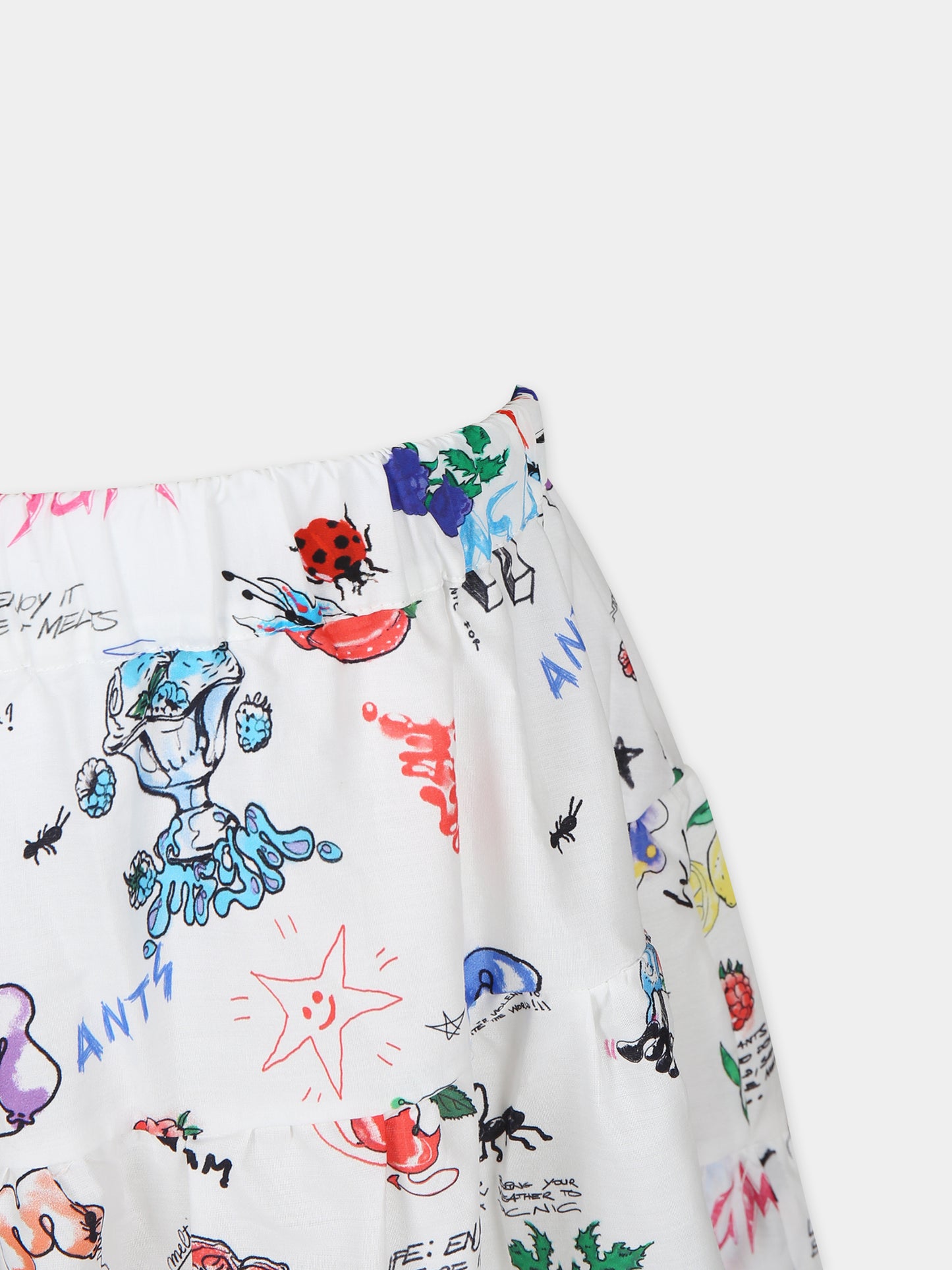 Gonna bianca per bambina con stampa fumetto,Msgm Kids,MS029401 200