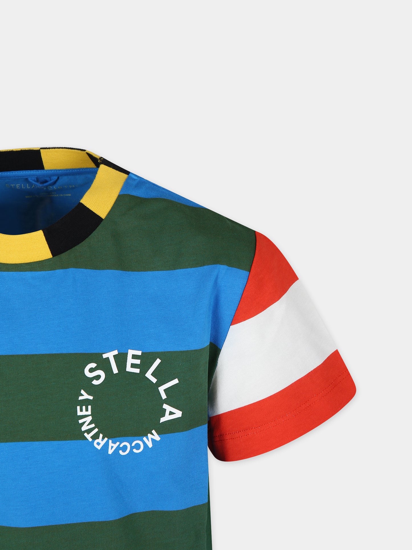 T-shirt verde per bambino con logo,Stella Mccartney Kids,TT8P01 Z1331 612NE