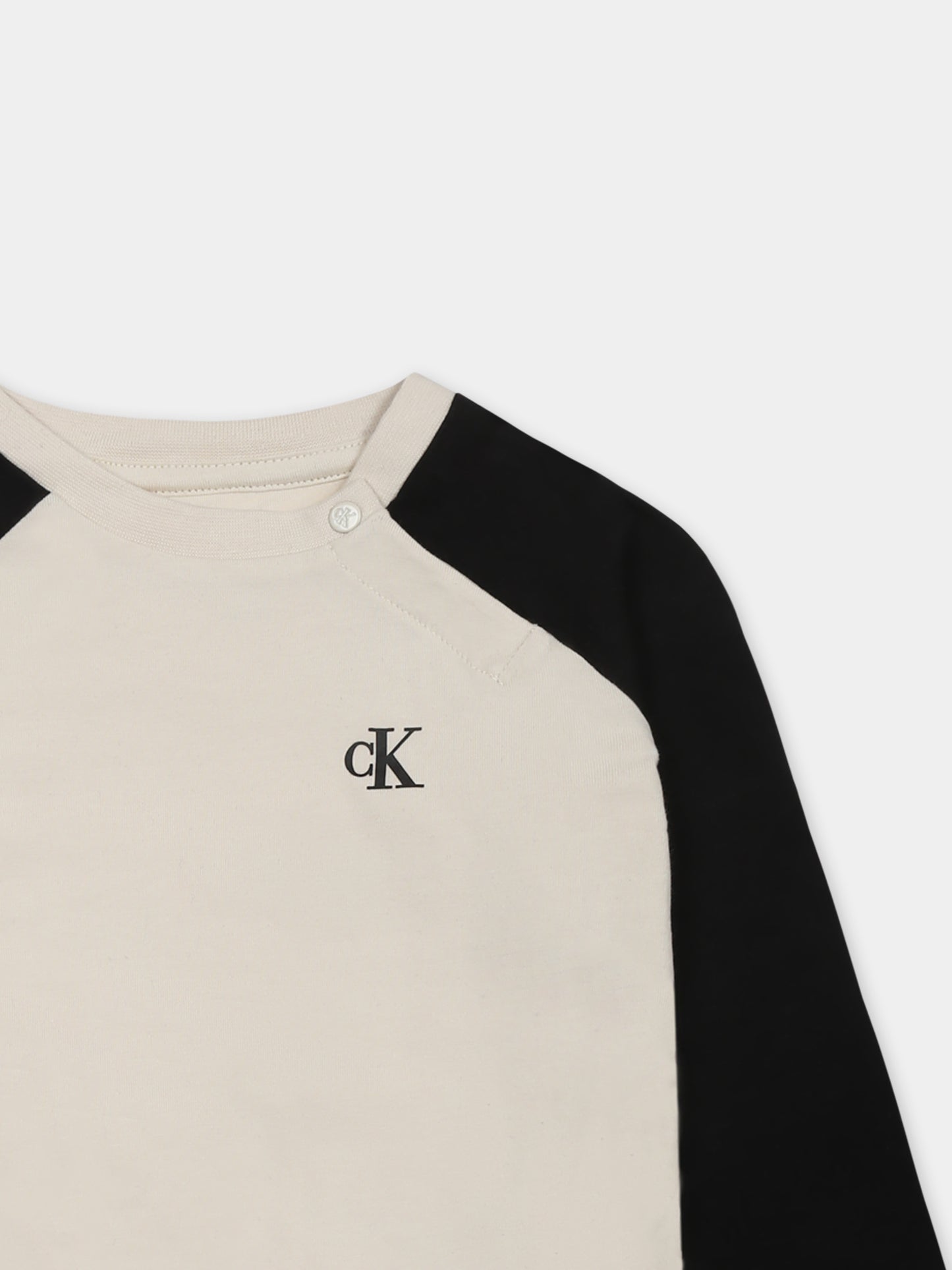 T-shirt avorio per neonato con logo,Calvin Klein Kids,24F CKIN0IN00290J IN0IN00290 CKS