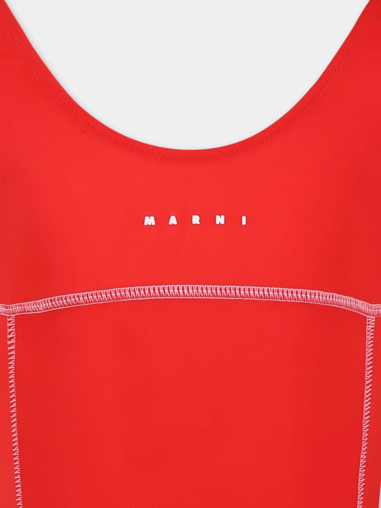 Costume intero rosso per bambina con logo bianco,Marni Kids,M01348 M00M2 MM18F 0M416