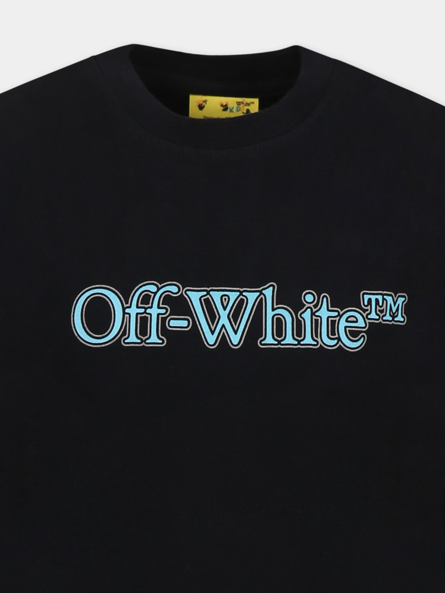 T-shirt nera per bambino con logo,Off White,OBAA002S25JER0011040