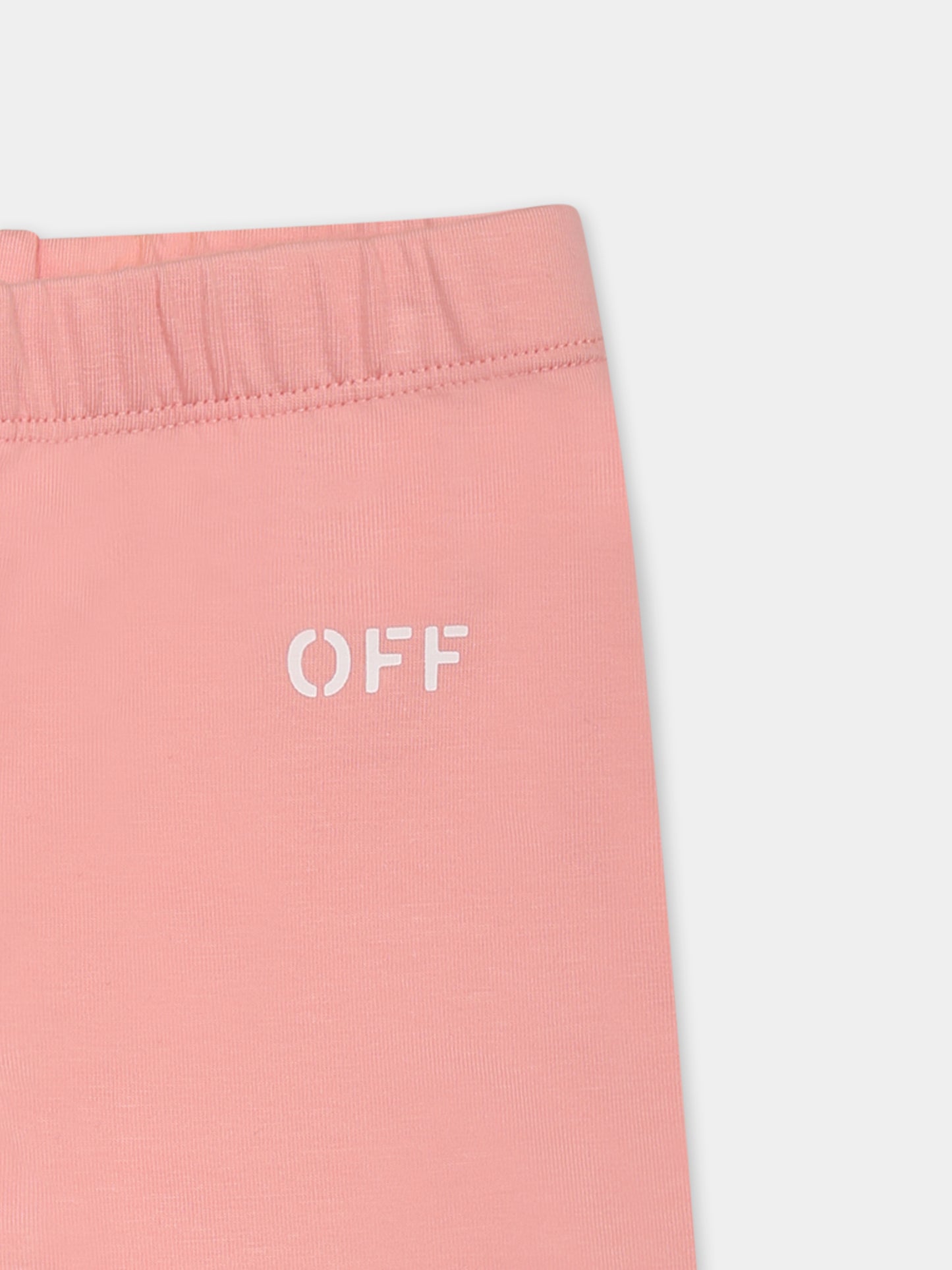 Pink leggings for baby girl with logo