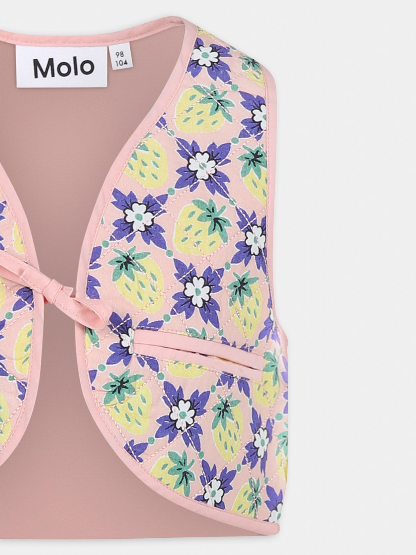 Multicolor vest for girl with strawberries