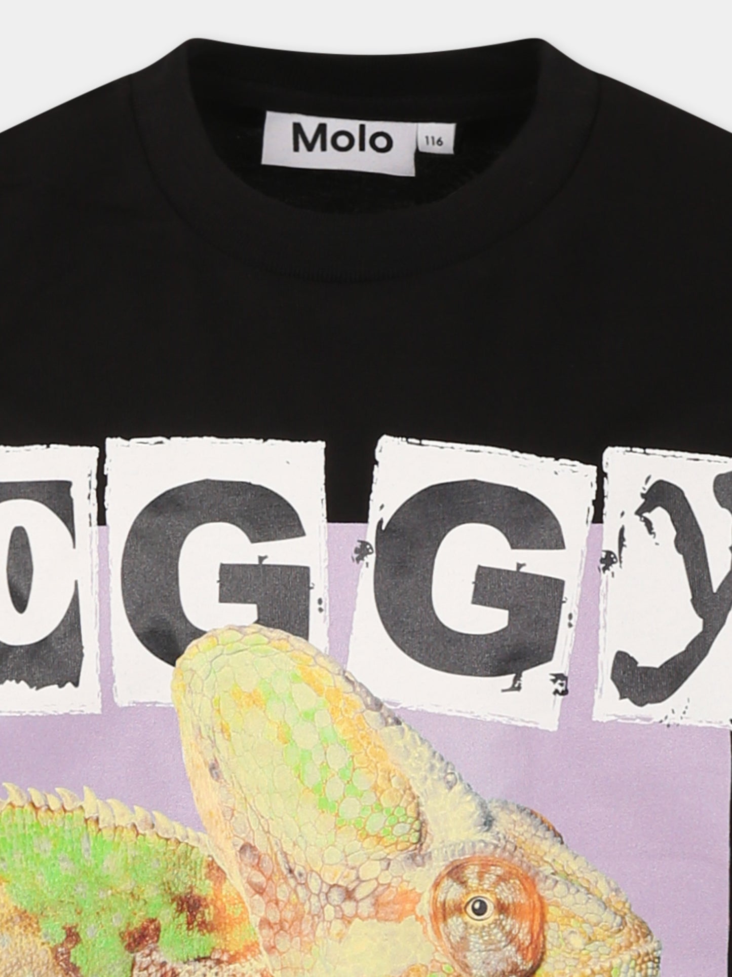 T-shirt Riley nera per bambini con camaleonte,Molo,6S25A209 4934