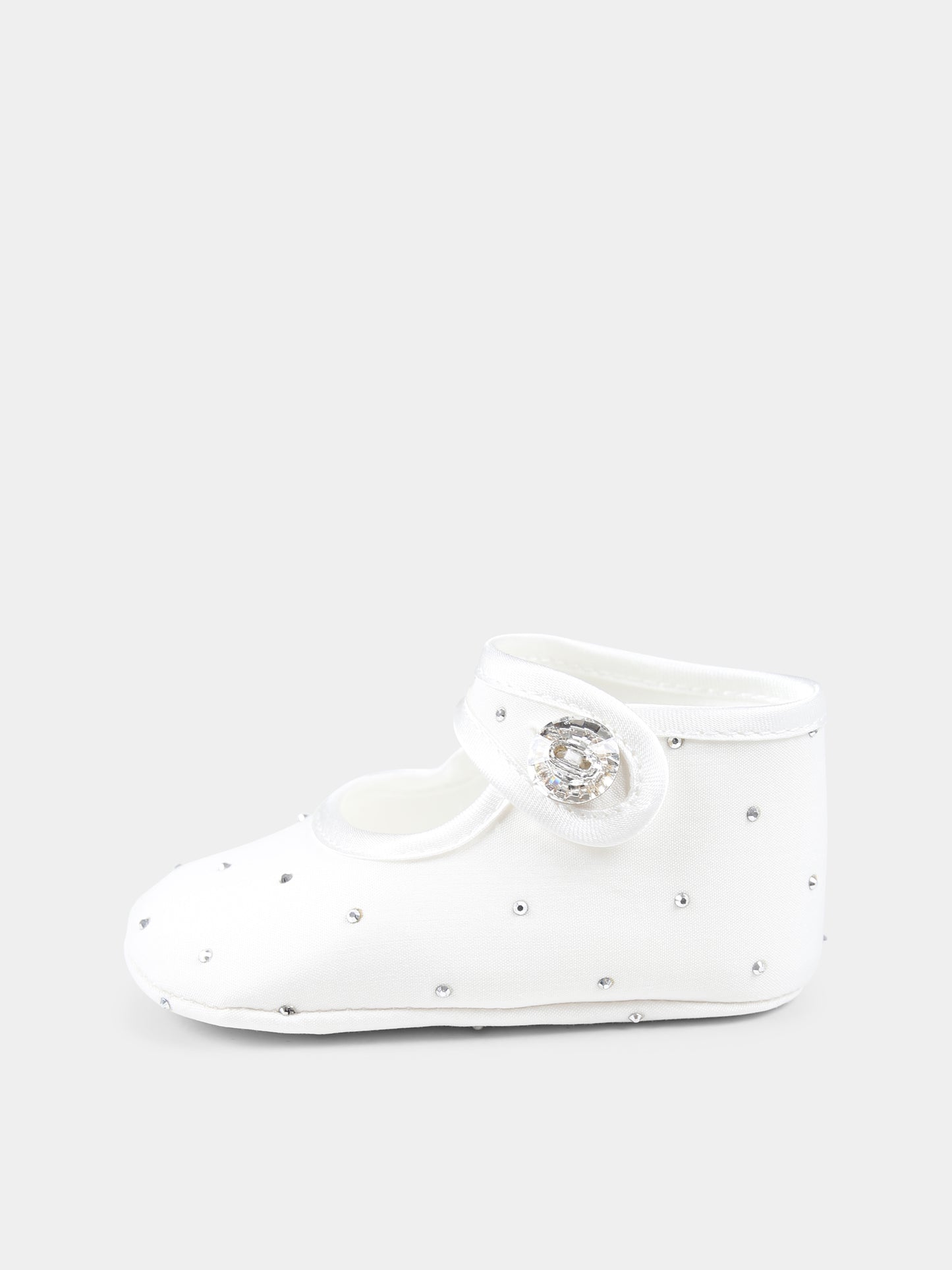 Ballerine bianche per neonata con strass,Monnalisa,73E001 5130 0171