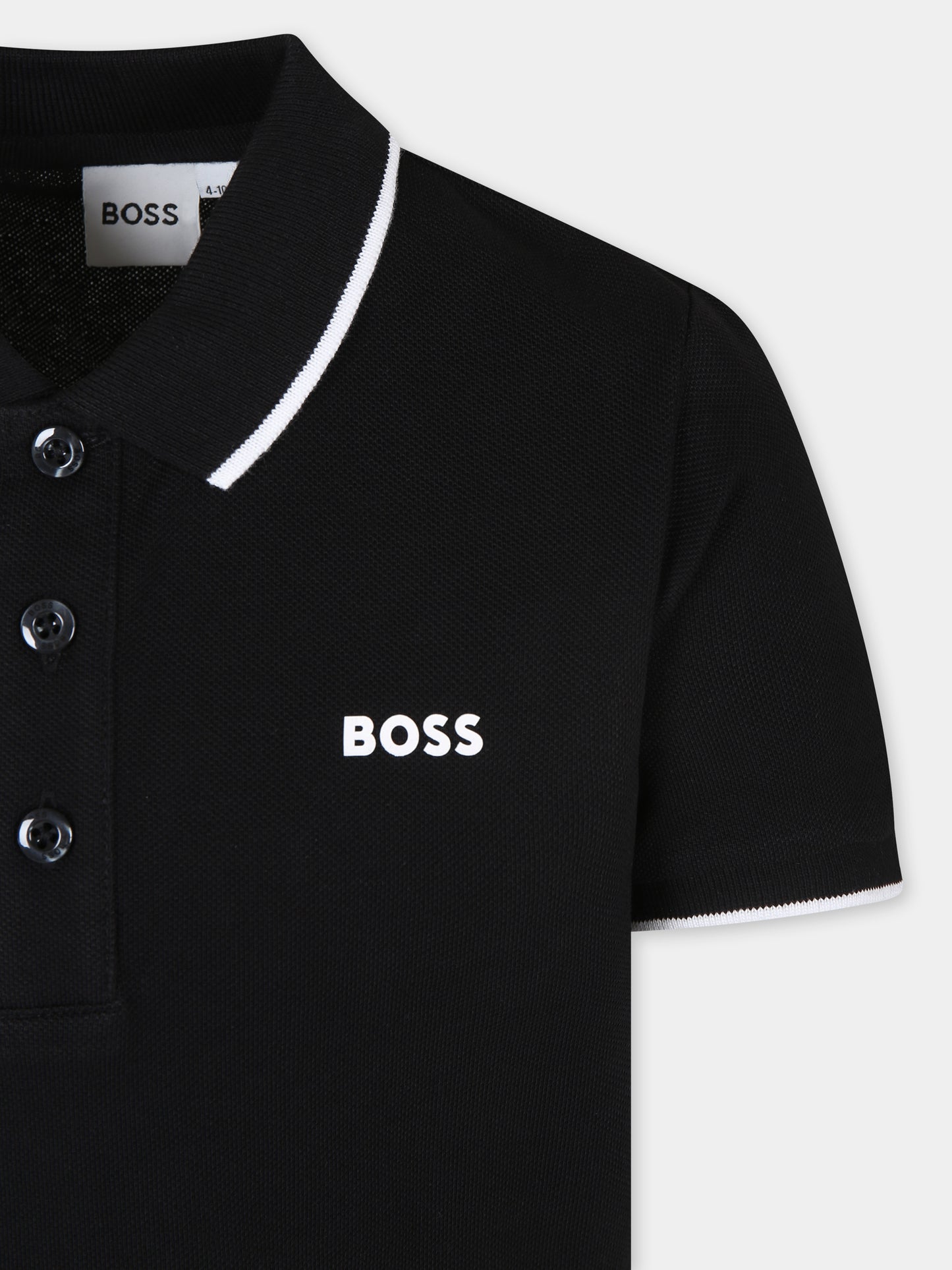 Polo nera per bambino con logo,Boss,J25P26 09B