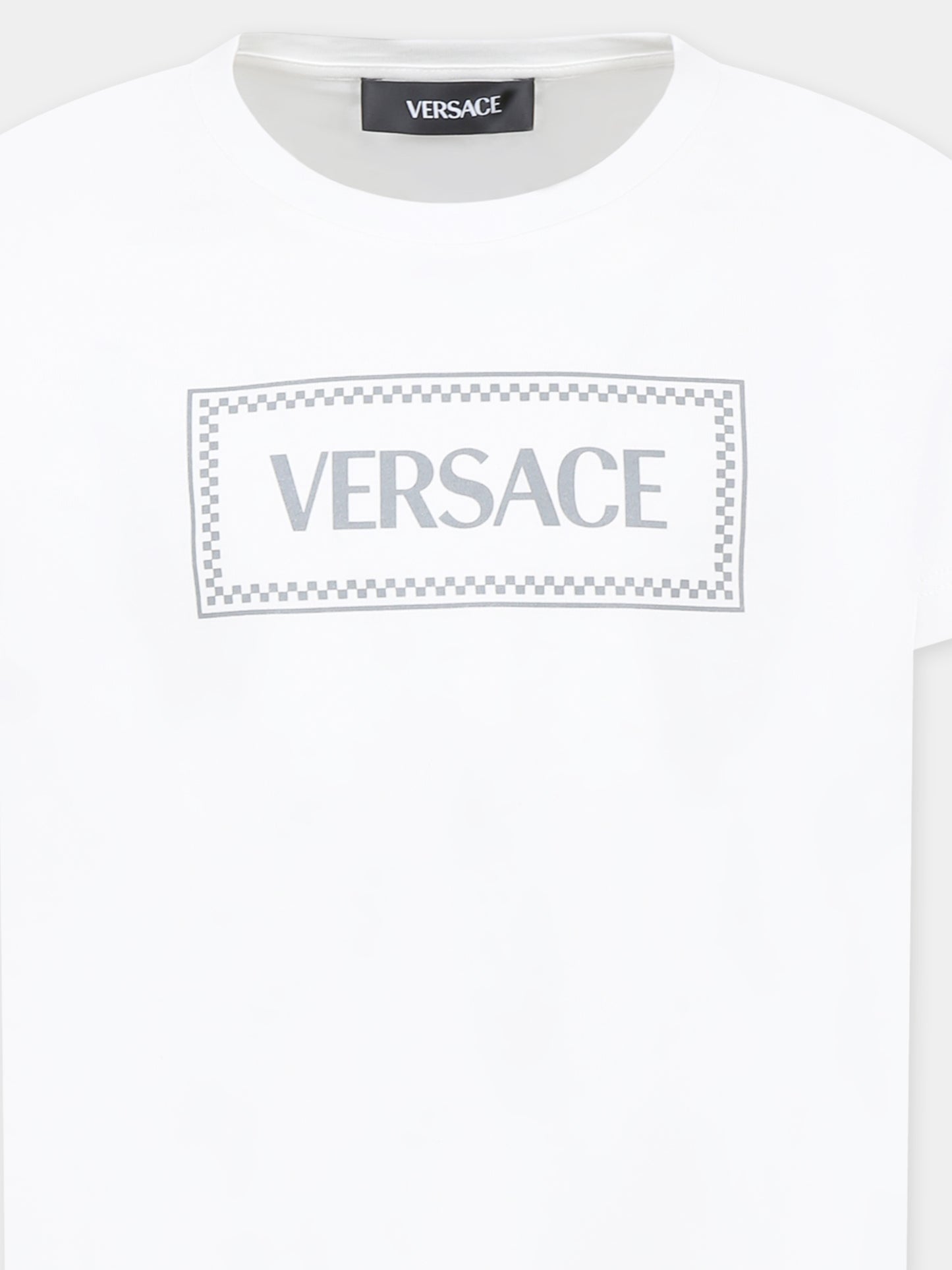 T-shirt bianca per bambini con logo,Versace,1018342 1A12976 2W450