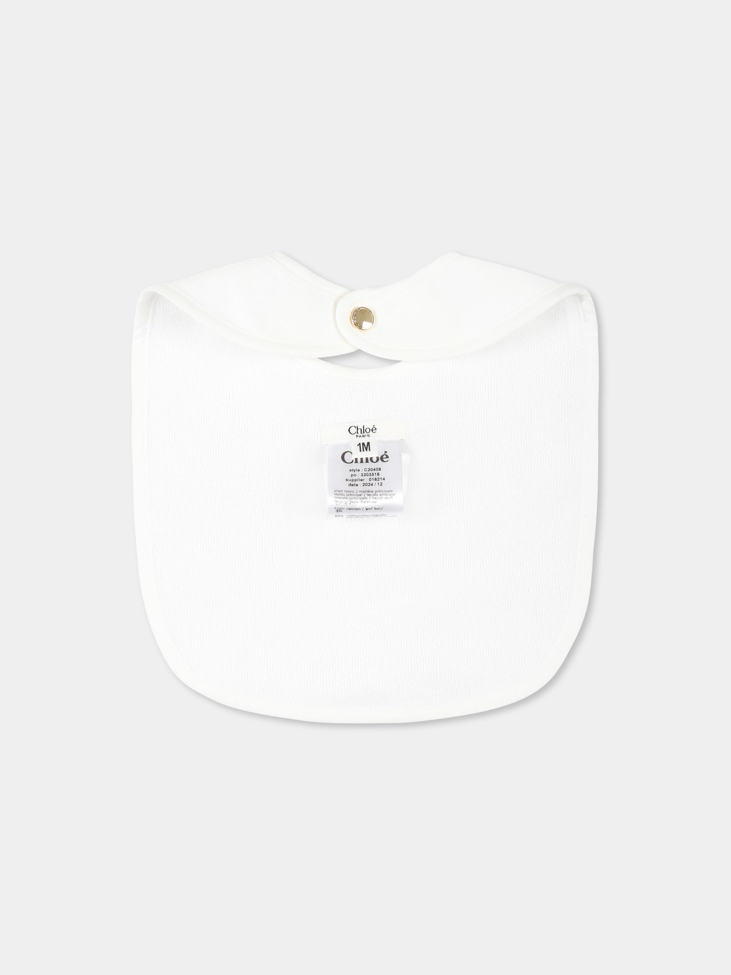 Set bianco per neonata con logo e fiori,Chloé Kids,C20408 117