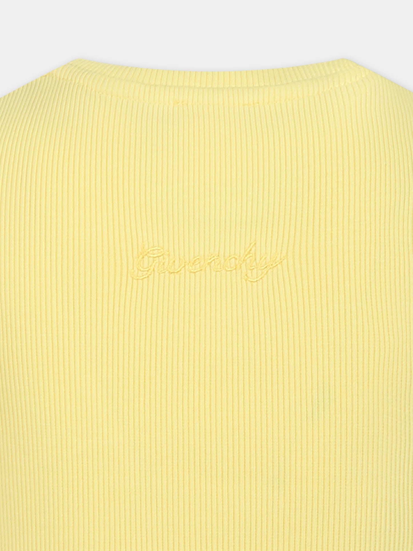 T-shirt crop gialla per bambina con motivo 4G,Givenchy Kids,H30804 571