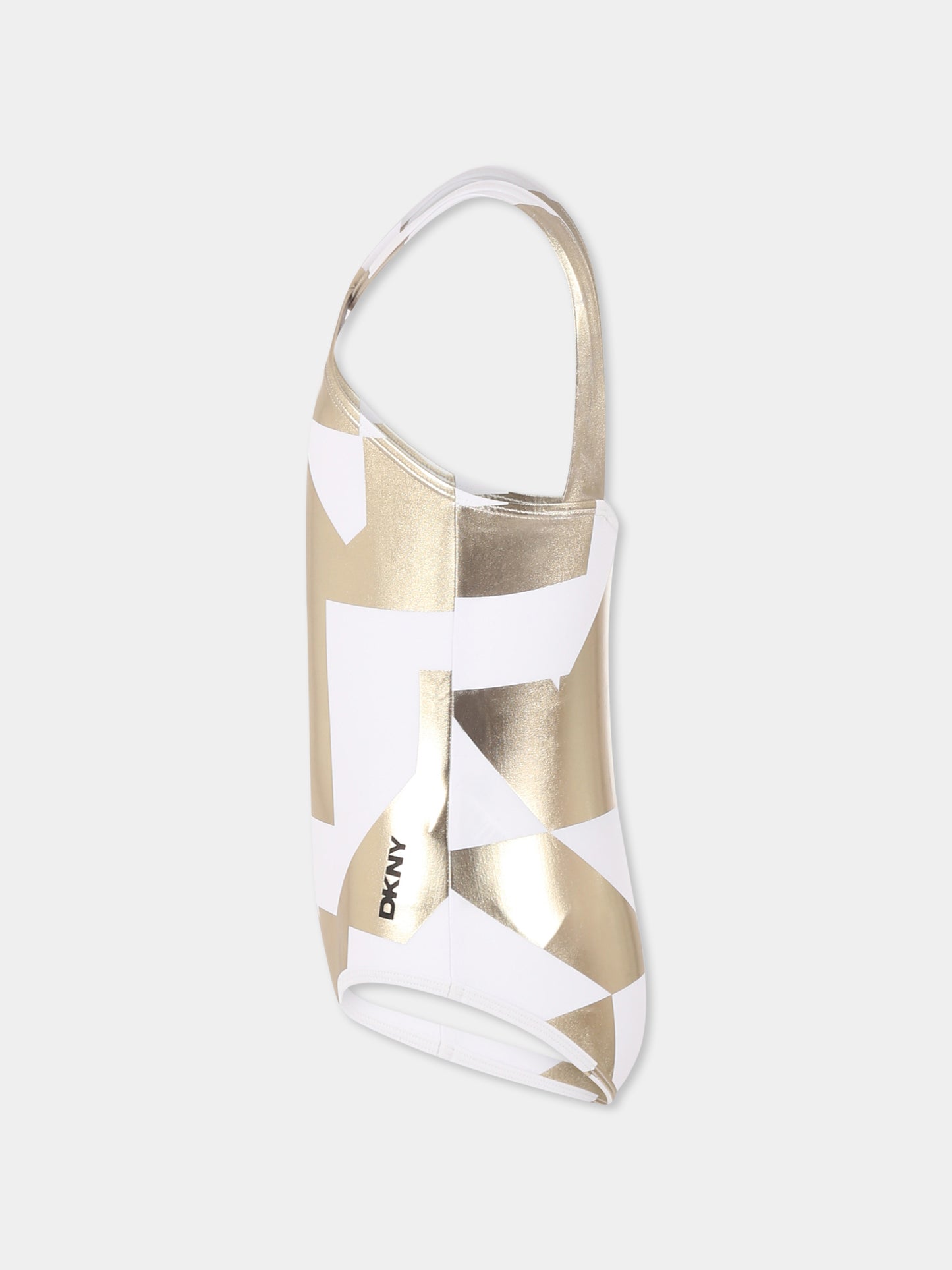 White swimsuit for girl with logo