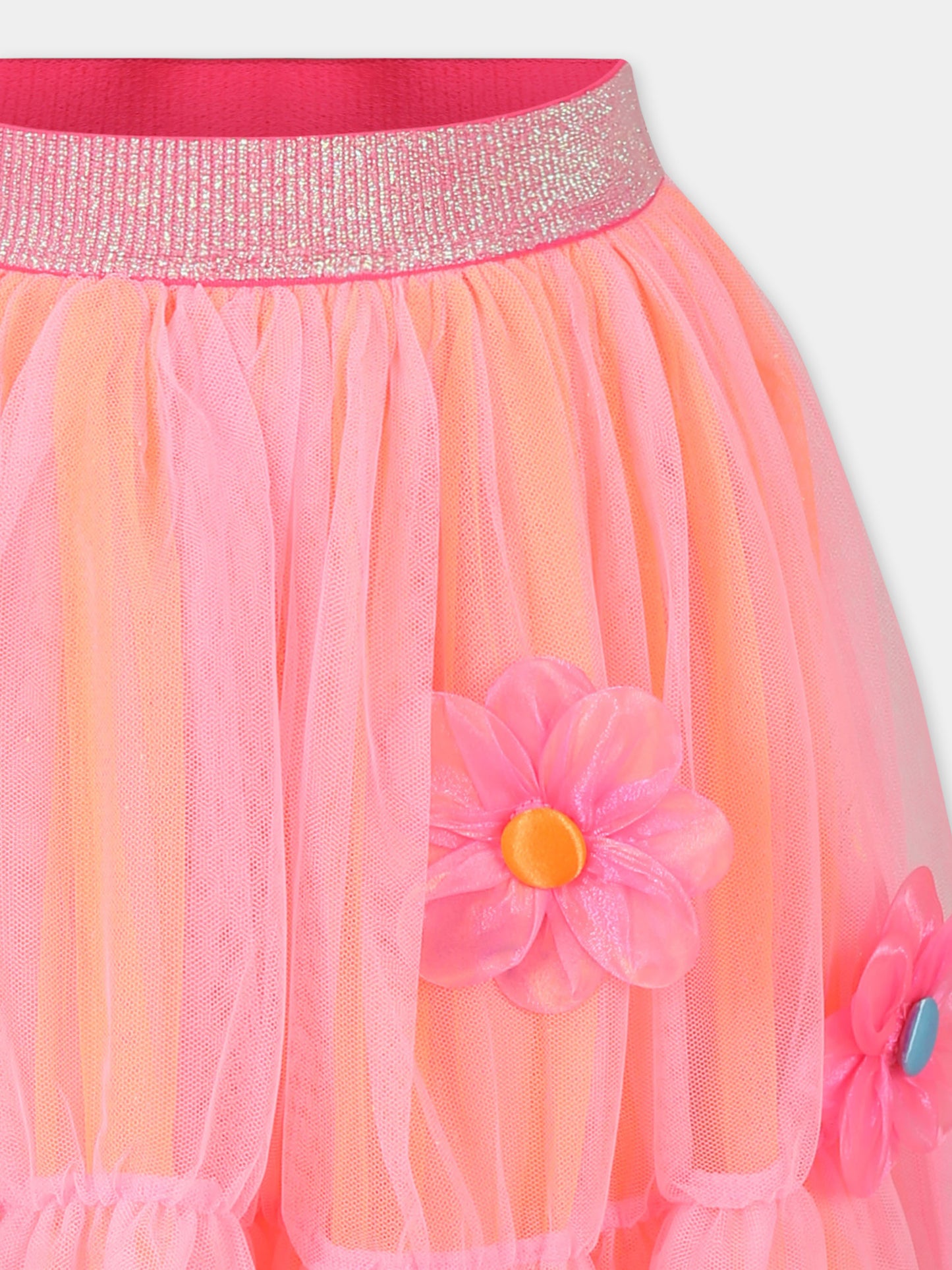 Gonna arancione per bambina con fiori,Billieblush,U20862 462