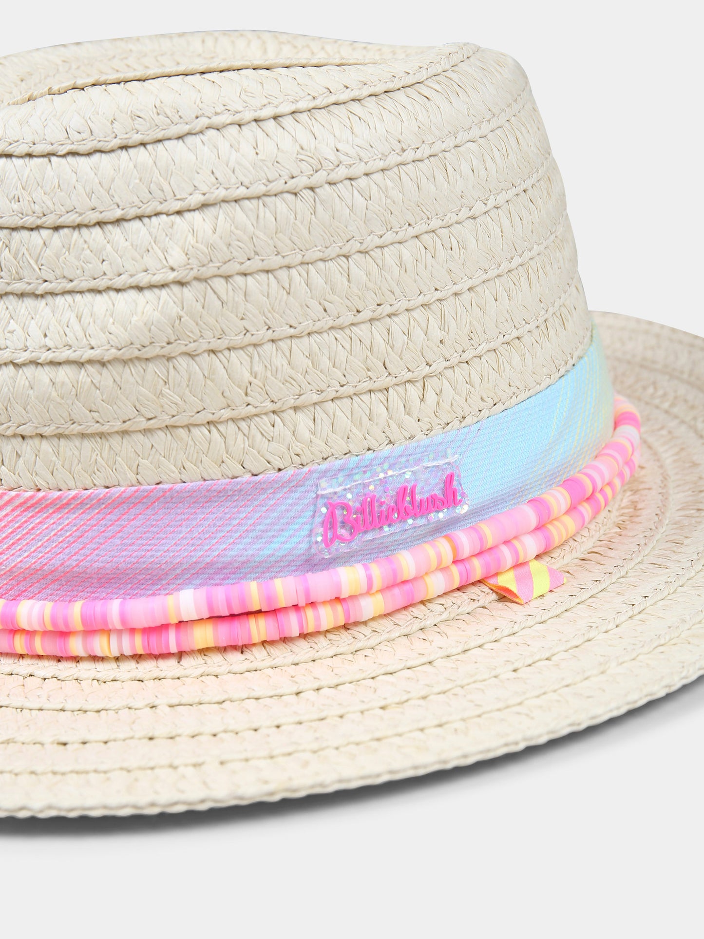 Cappello beige per bambina con logo e perline,Billieblush,U20757 Z41