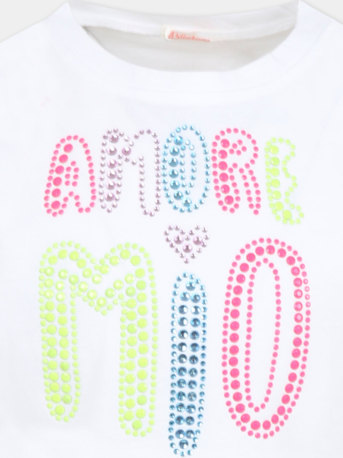 T-shirt crop bianca per bambina con scritta,Billieblush,U20941 10P