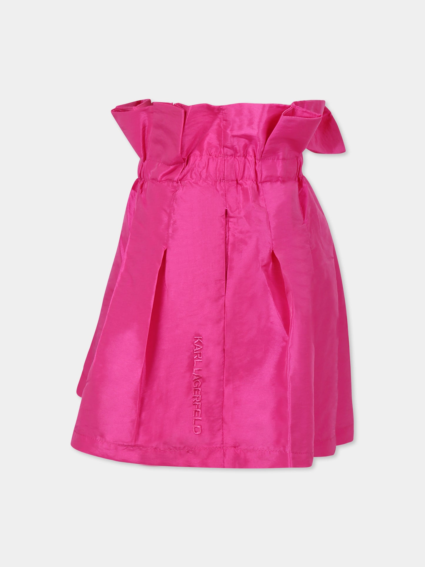 Shorts fucsia per bambina con logo,Karl Lagerfeld Kids,Z30449 49J
