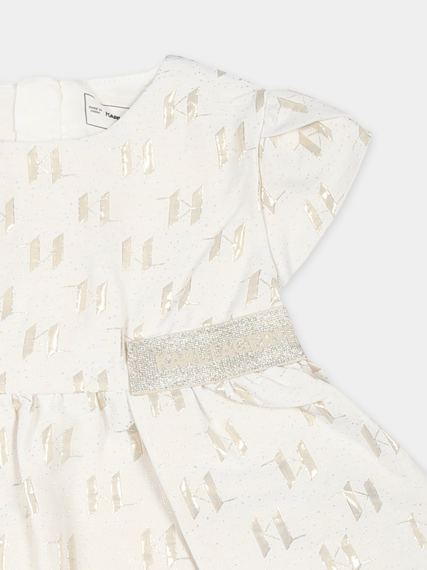Vestito avorio per neonata con logo all over,Karl Lagerfeld Kids,Z30515 N81