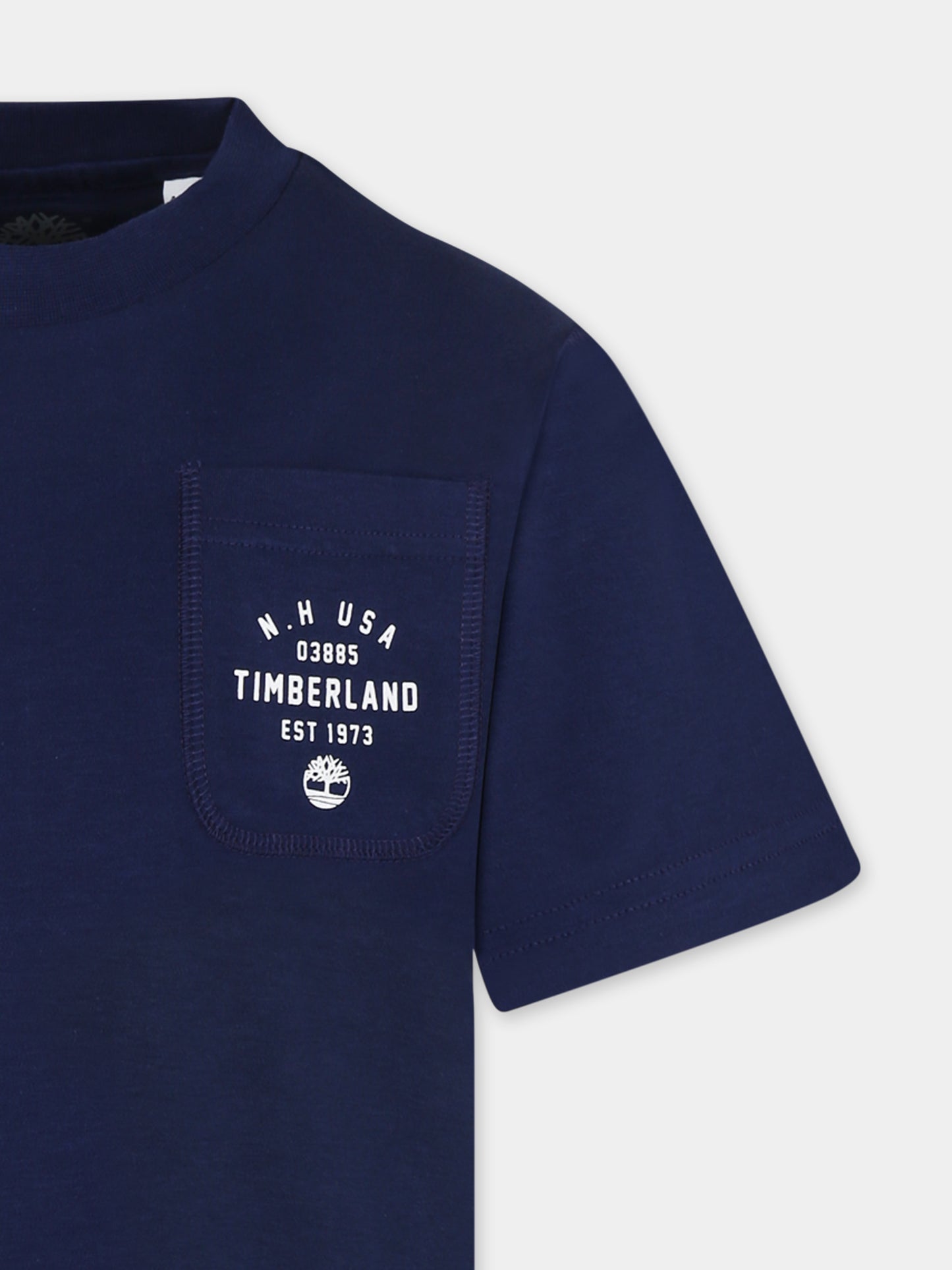 T-shirt blu per bambino con logo,Timberland,T60435 84N