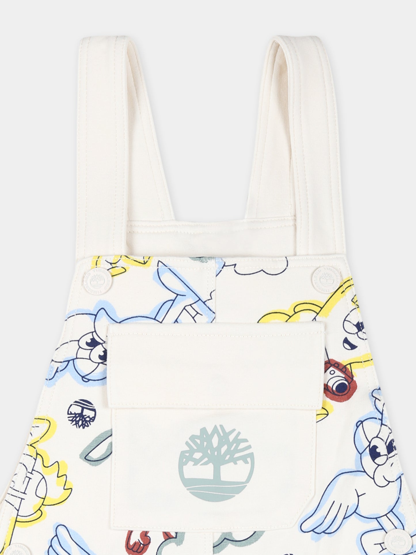 Salopette avorio per neonato con albero e stampa,Timberland,T60394 190