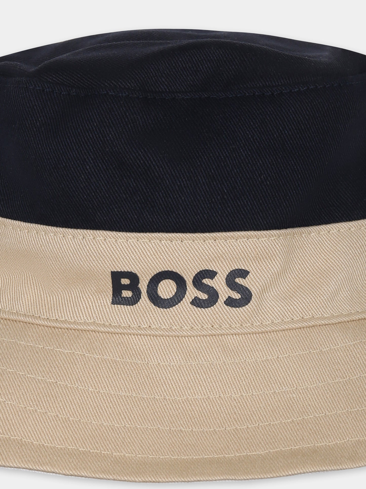 Reversible multicolor cloche for baby boy with logo