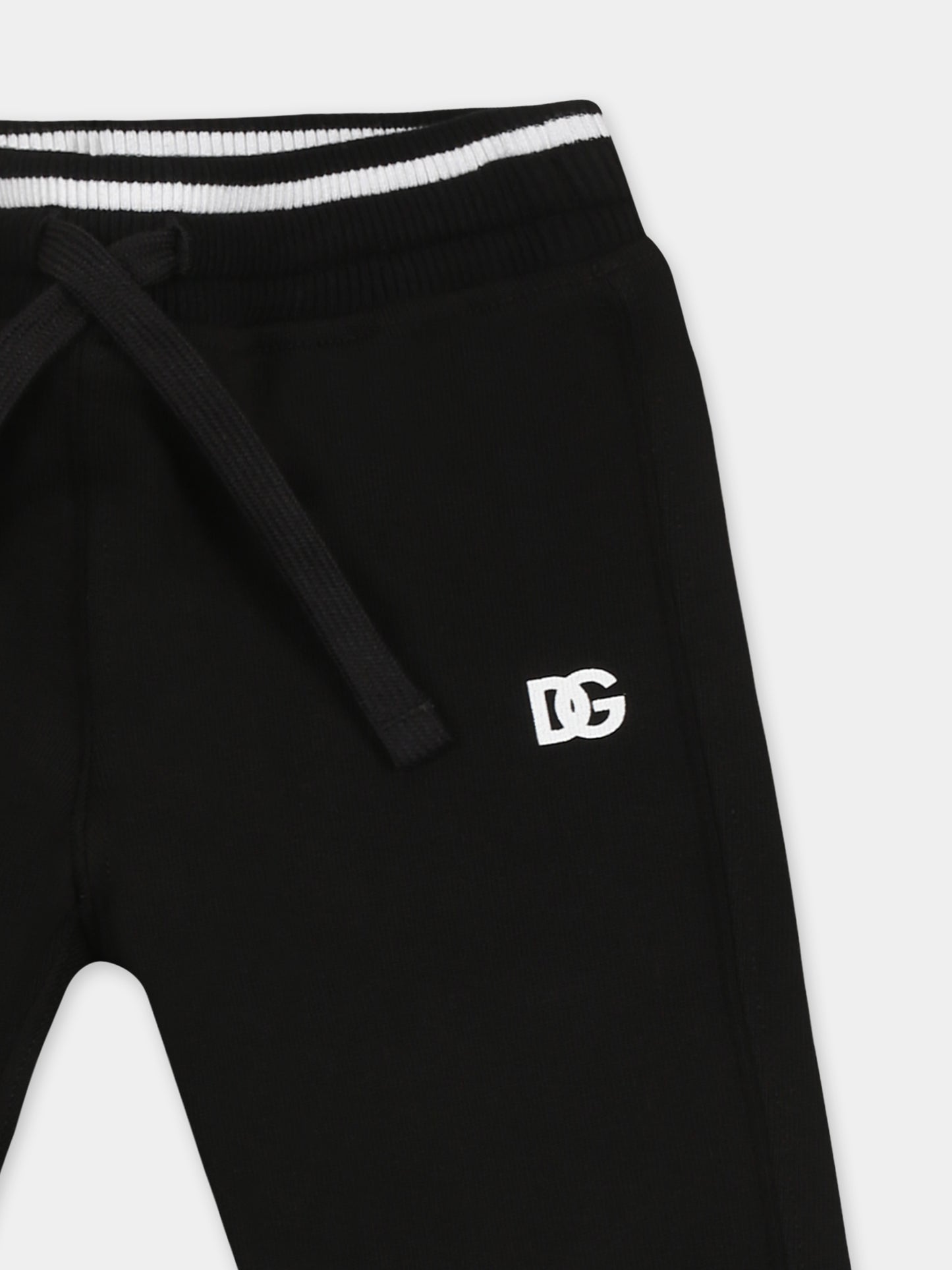 Black trousers for baby kids with logo