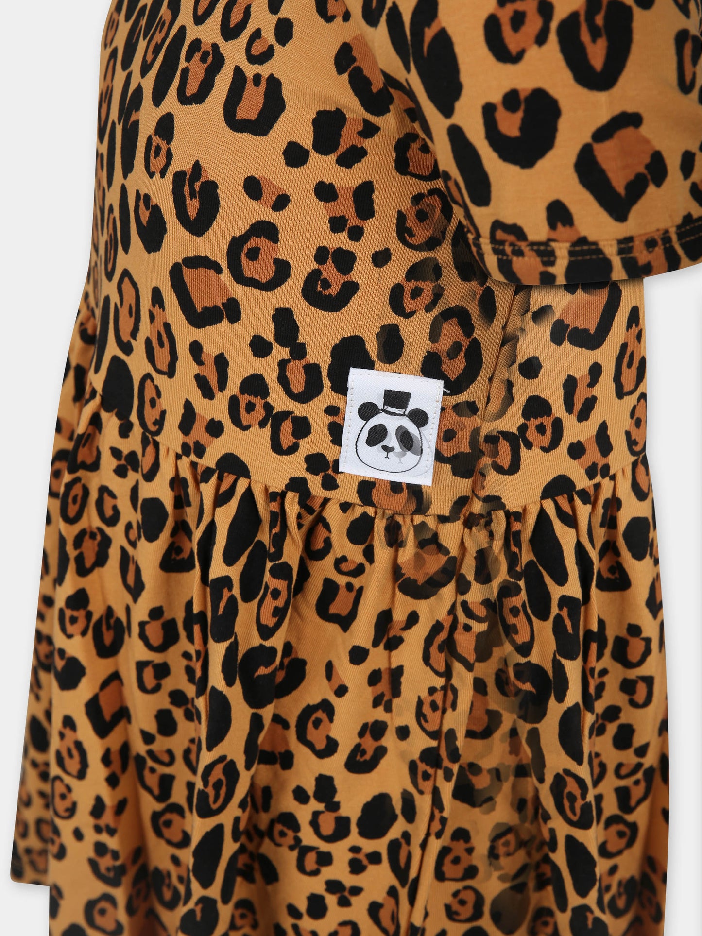 Vestito beige per bambian con stampa maculata,Mini Rodini,1000008213