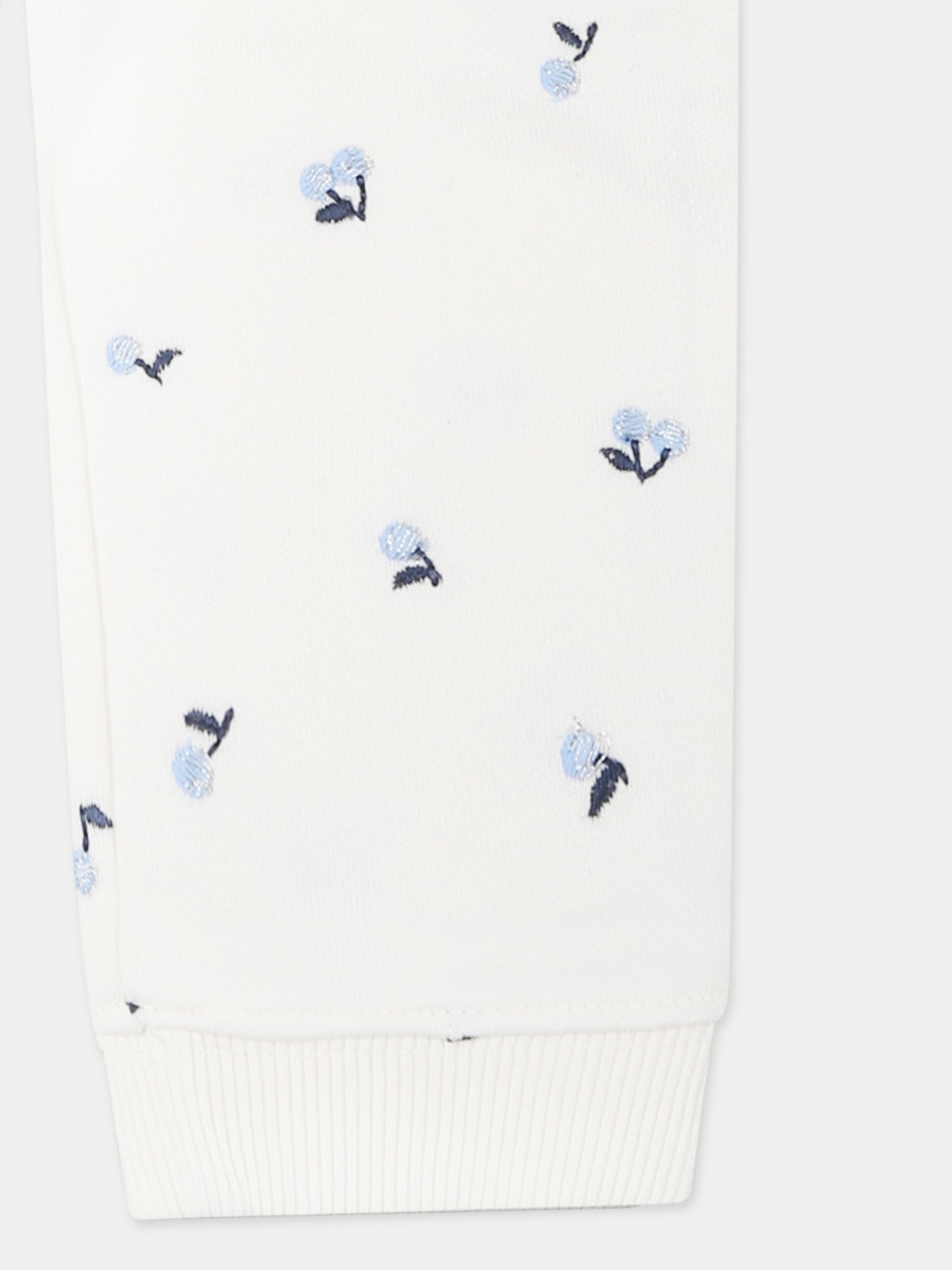 Ivory trousers for baby girl with cherries