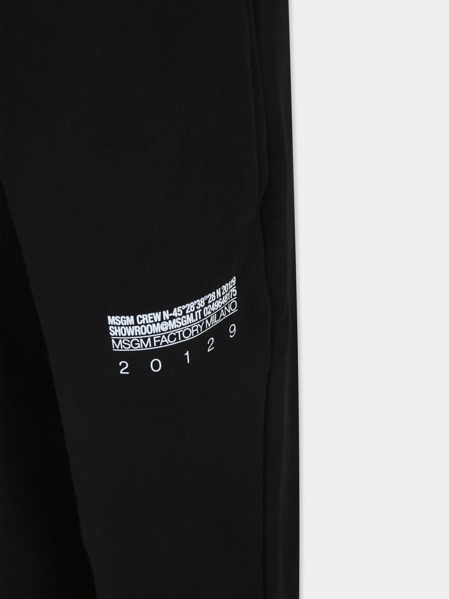 Pantaloni neri per bambino con logo,Msgm Kids,S4MSJBFP220 110