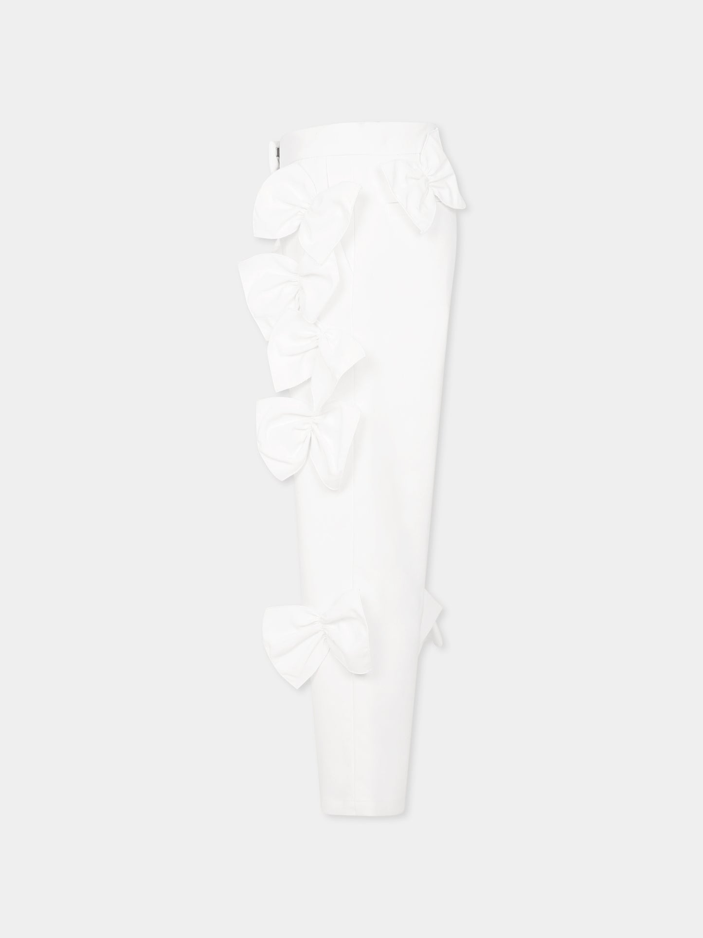 Pantaloni bianchi per bambina con fiocchi,Simonetta,SW6A91 S0201 100