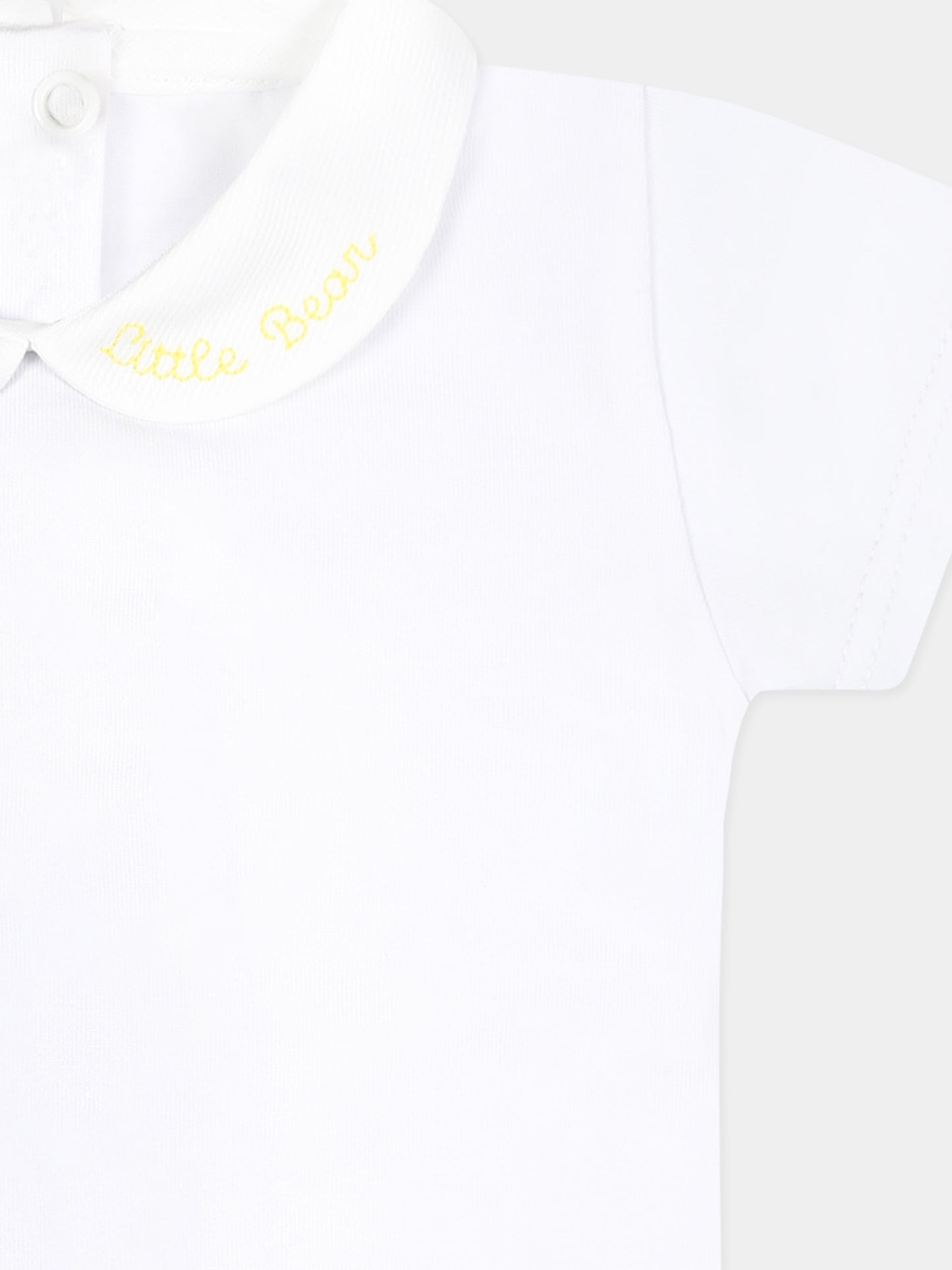 Body bianco per neonati con logo,Little Bear,8020 BIANCO/GIALLO