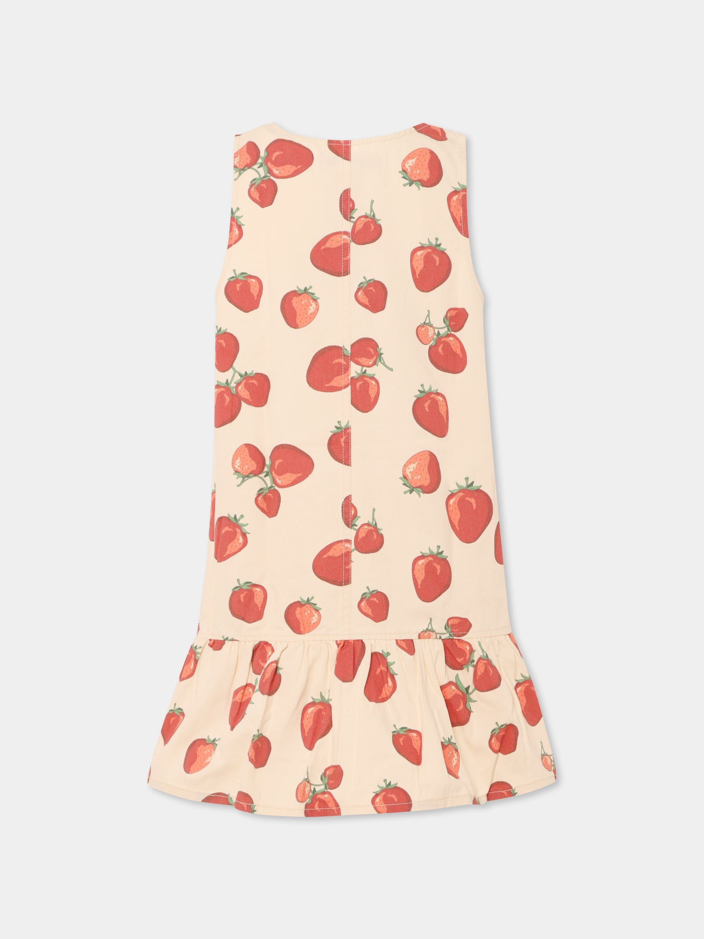 Ivory dress for girl with strawberries