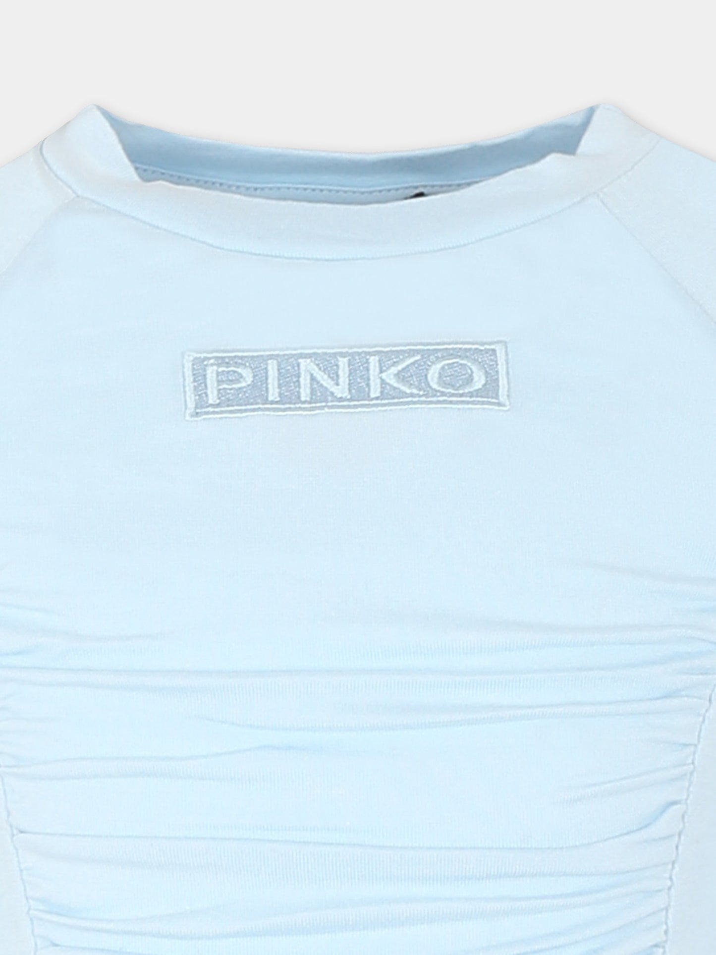 Light blue crop t-shirt for girl with logo