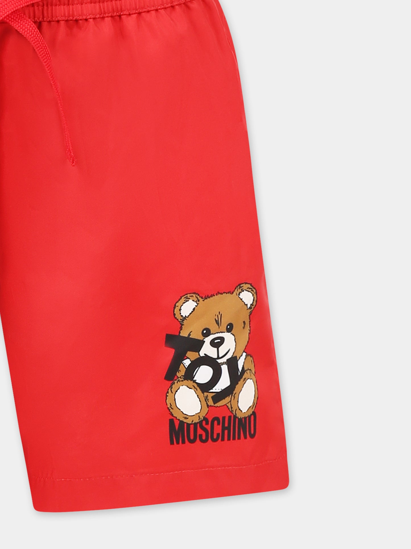 Boxer mare rosso per bambino con Teddy Bear,Moschino Kids,HRL01C LKA02 50109