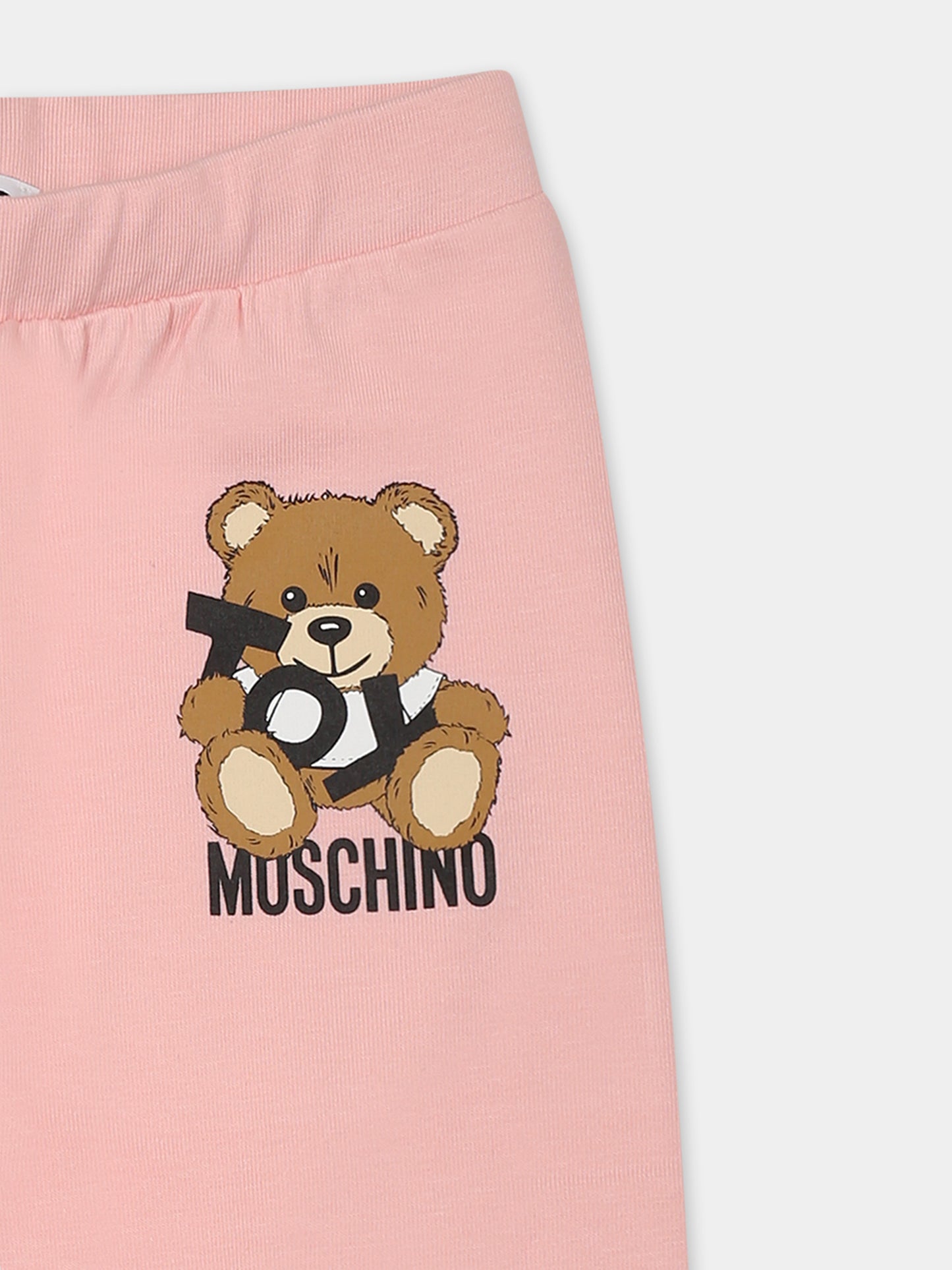 Pink legging for baby girl with Teddy Bear