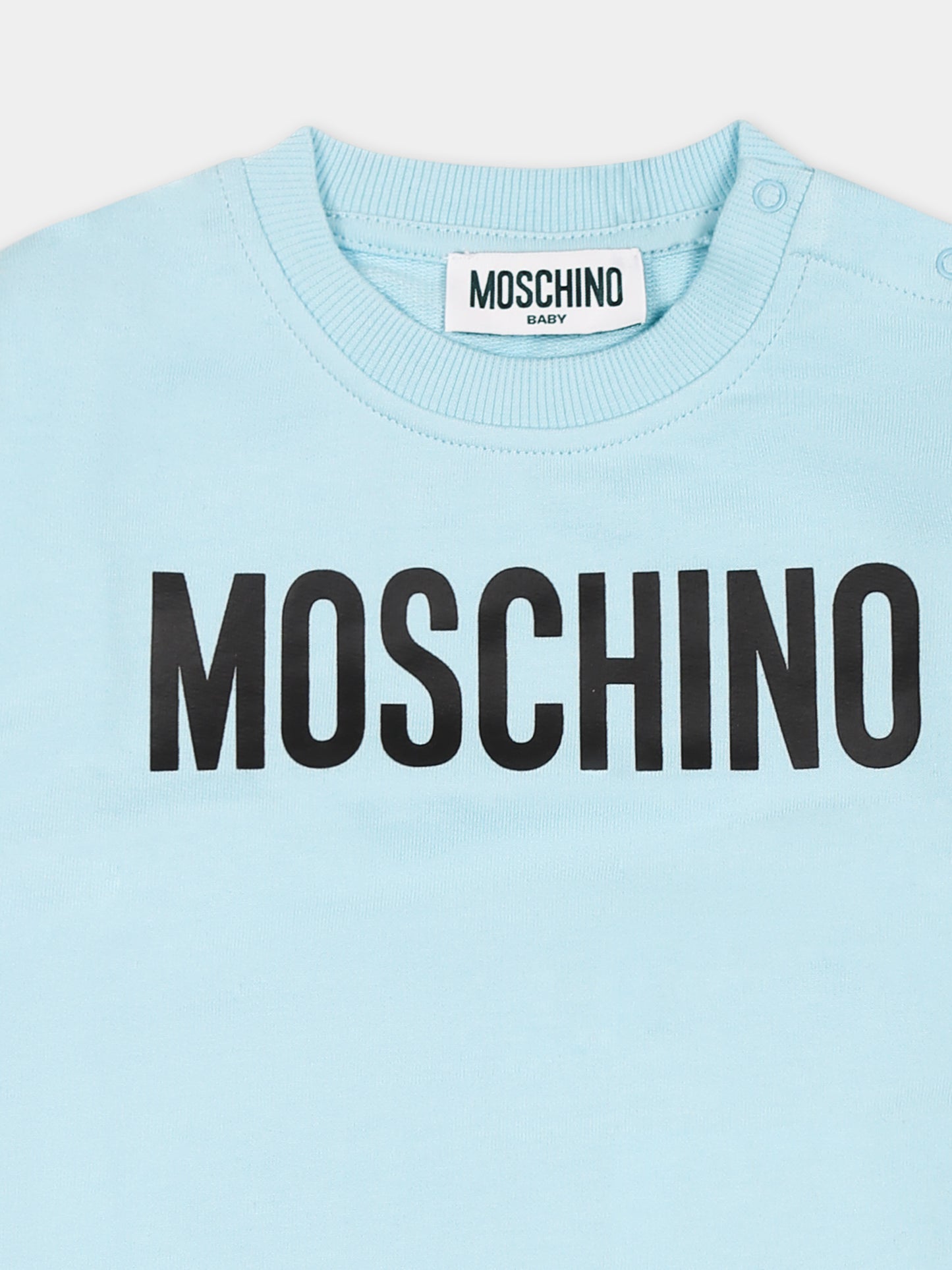 Light blue sweatshirt for baby boy with logo