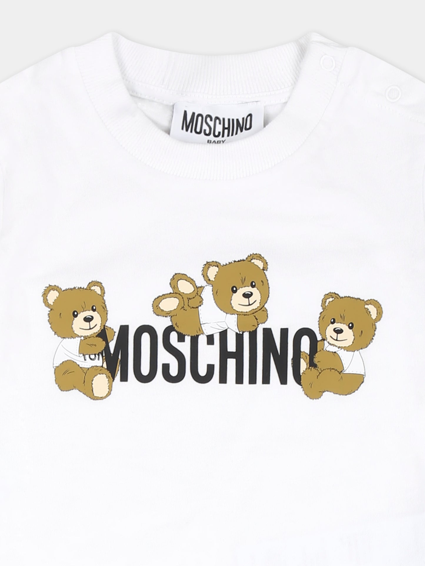 Completo multicolor per neonato con tre Teddy Bears e logo,Moschino Kids,MZG00M LAA03 84171