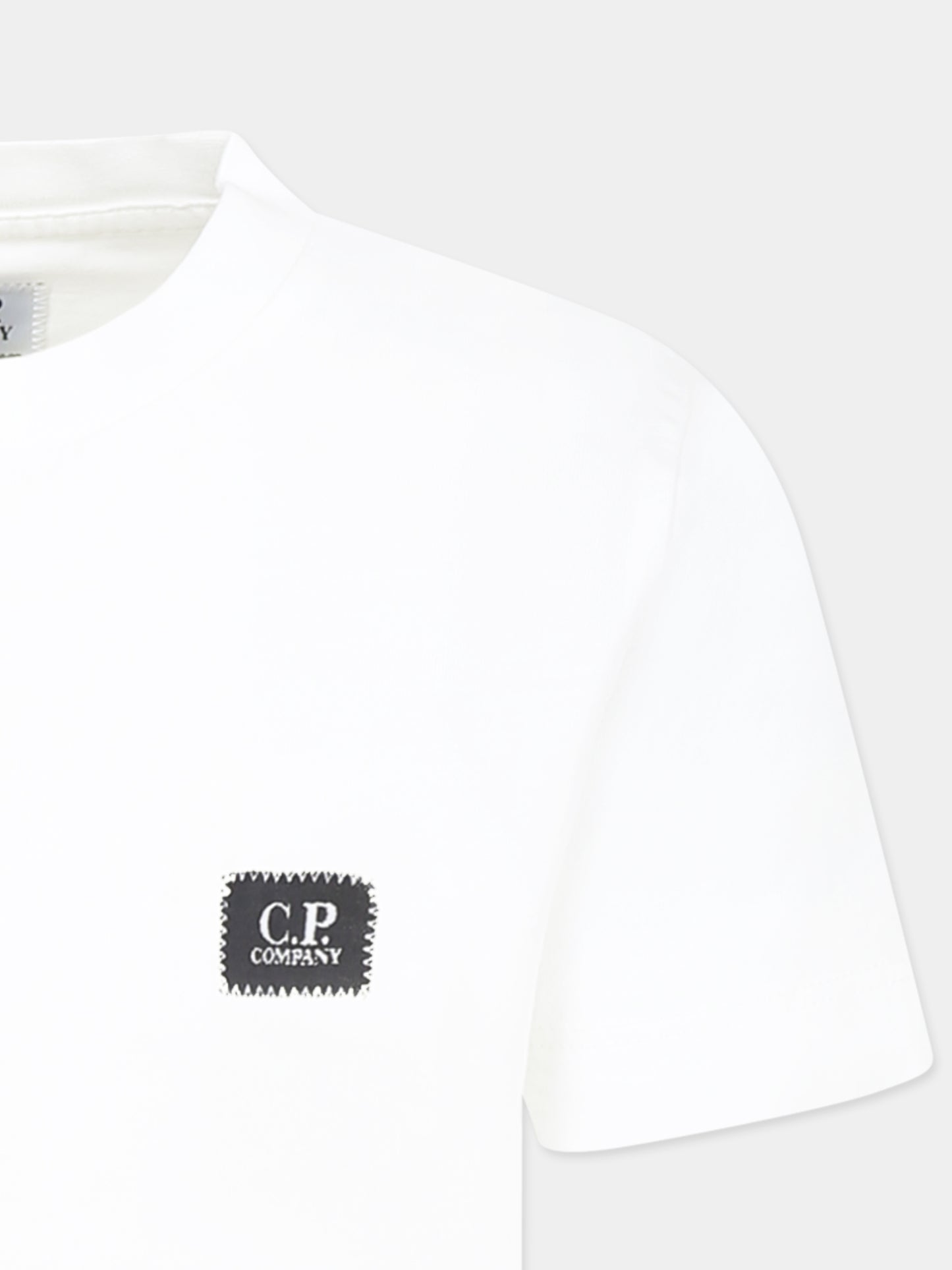 T-shirt bianca per bambino con logo,C. P. Company,C6M008 LAA17 10135