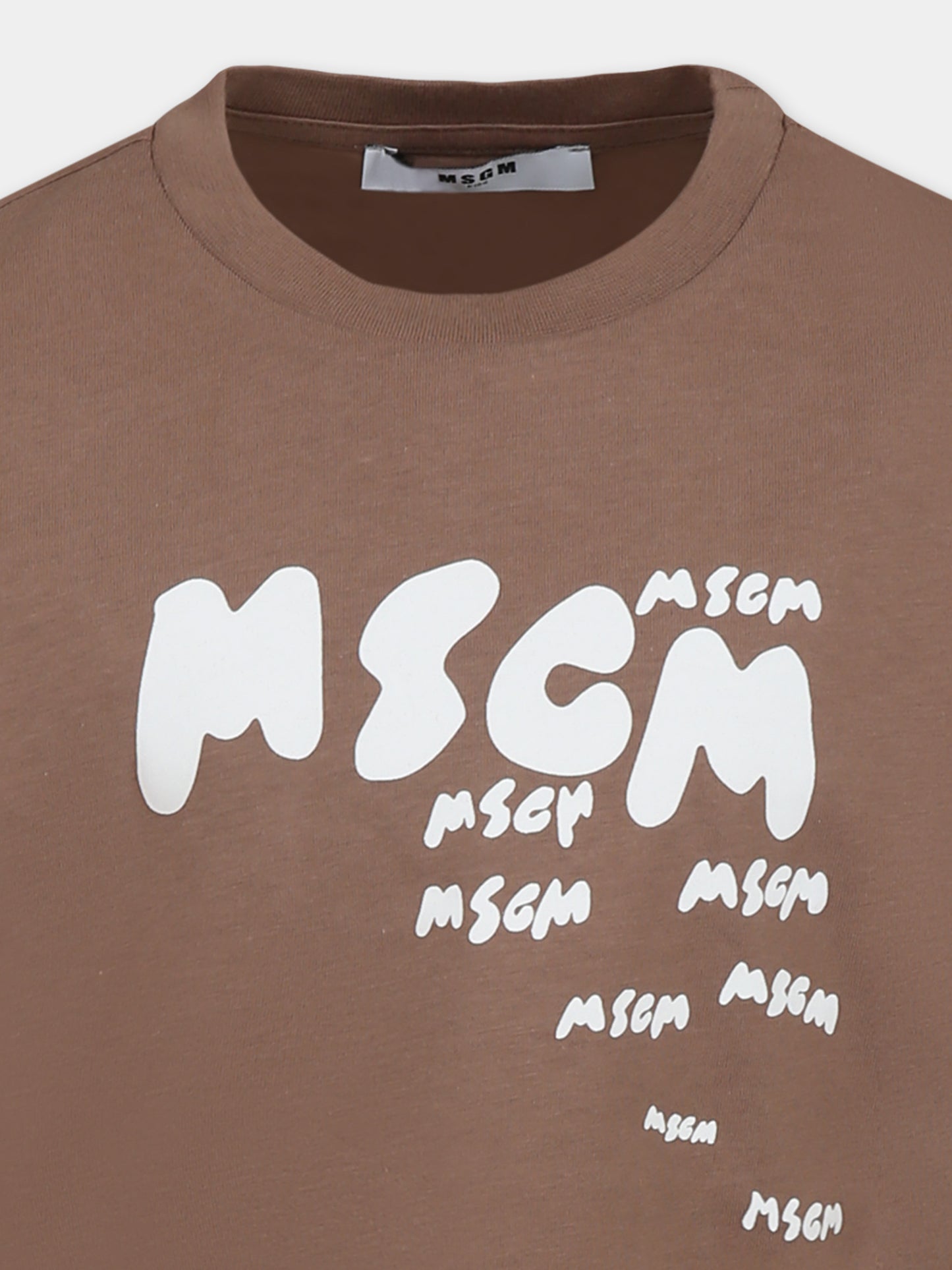 Brown t-shirt for boy with logo
