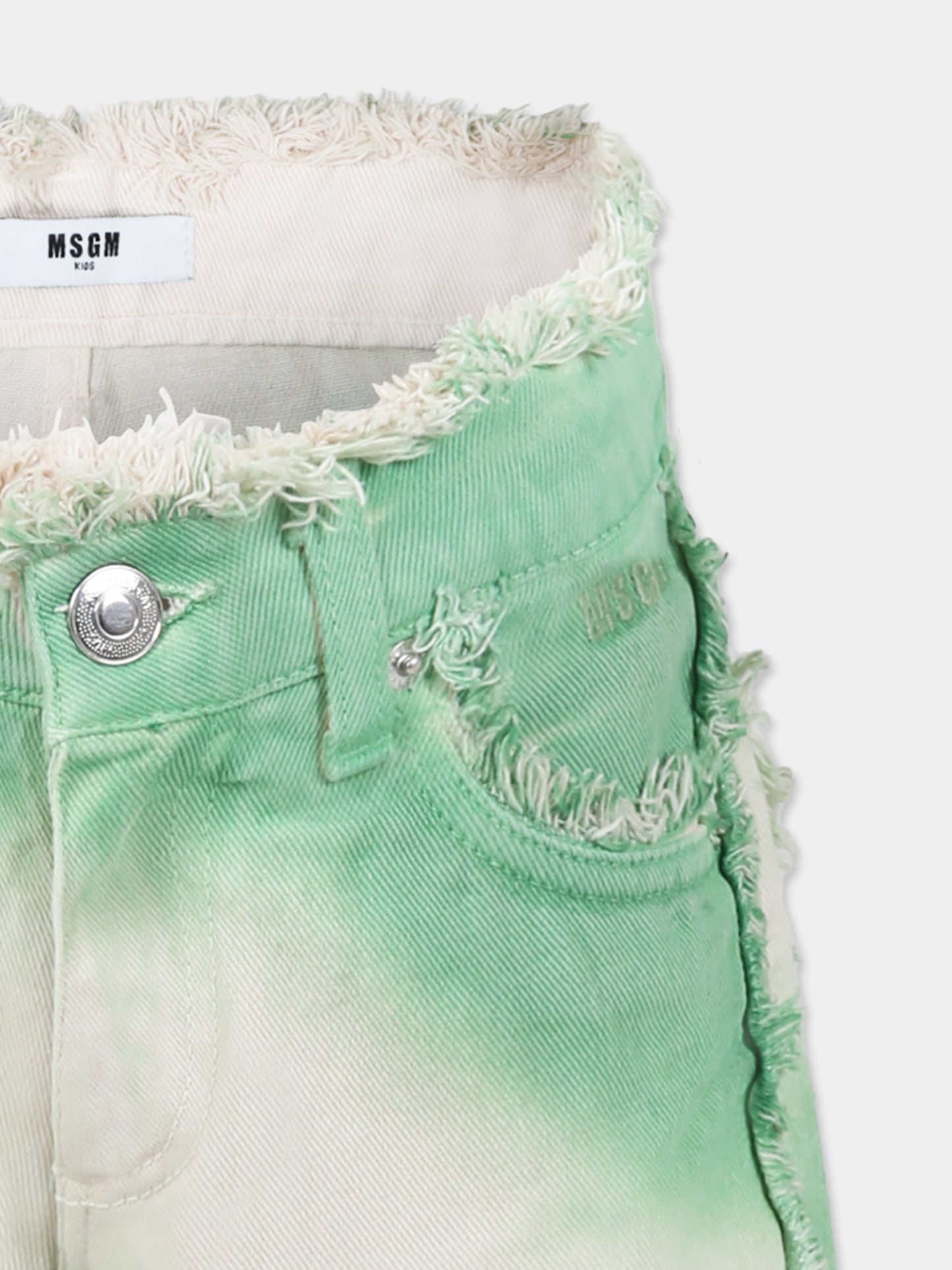 Green shorts for girl with logo