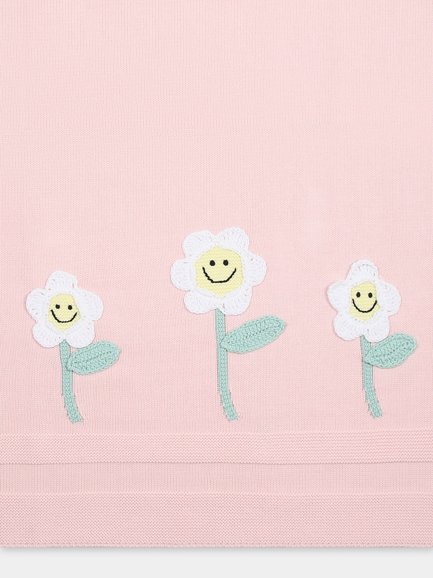 Coperta rosa per neonata con fiori,Stella Mccartney Kids,TW0010 Z2423 551