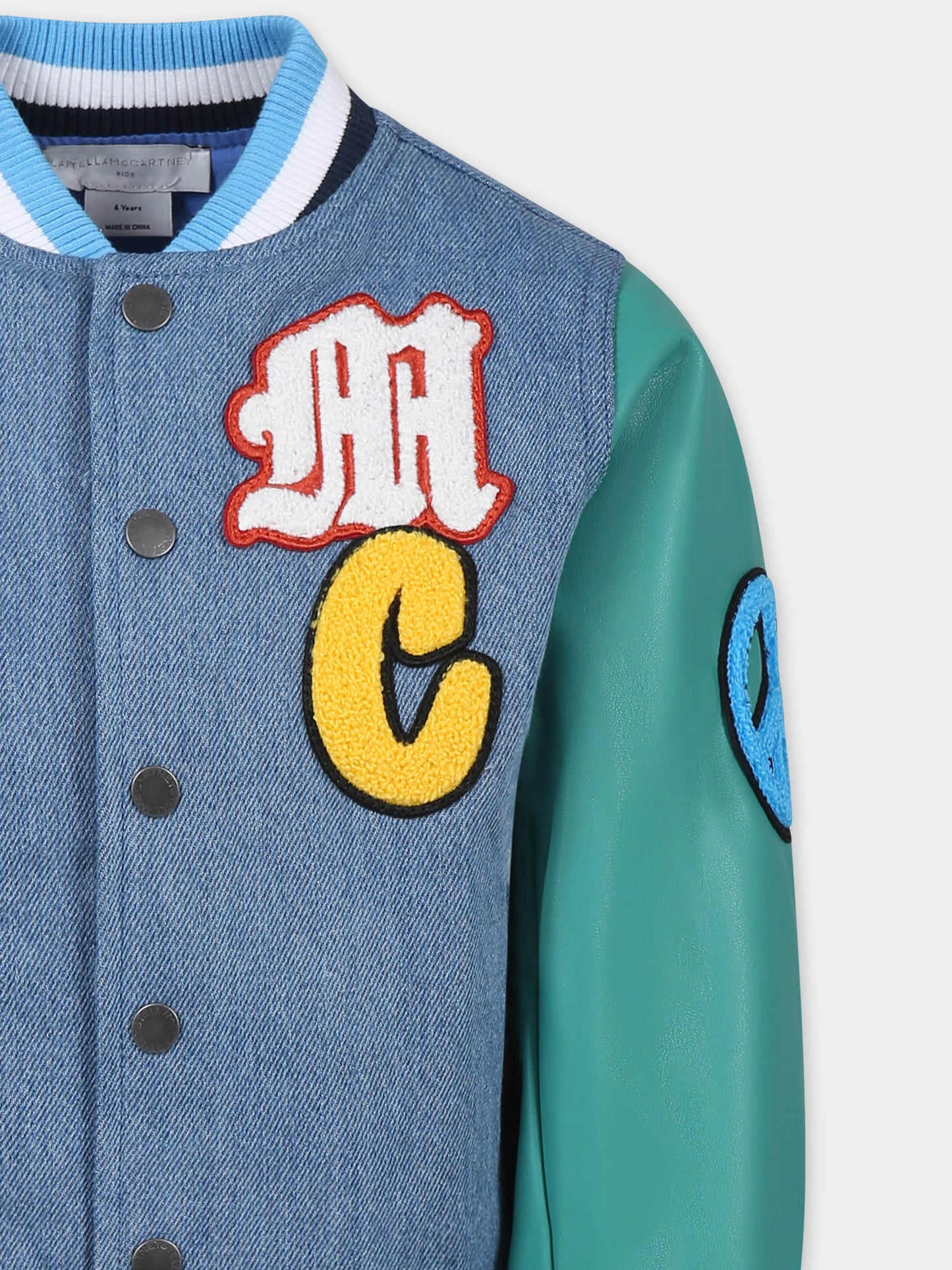 Bomber denim per bambino con ricami,Stella Mccartney Kids,TW2P77 Z0746 999