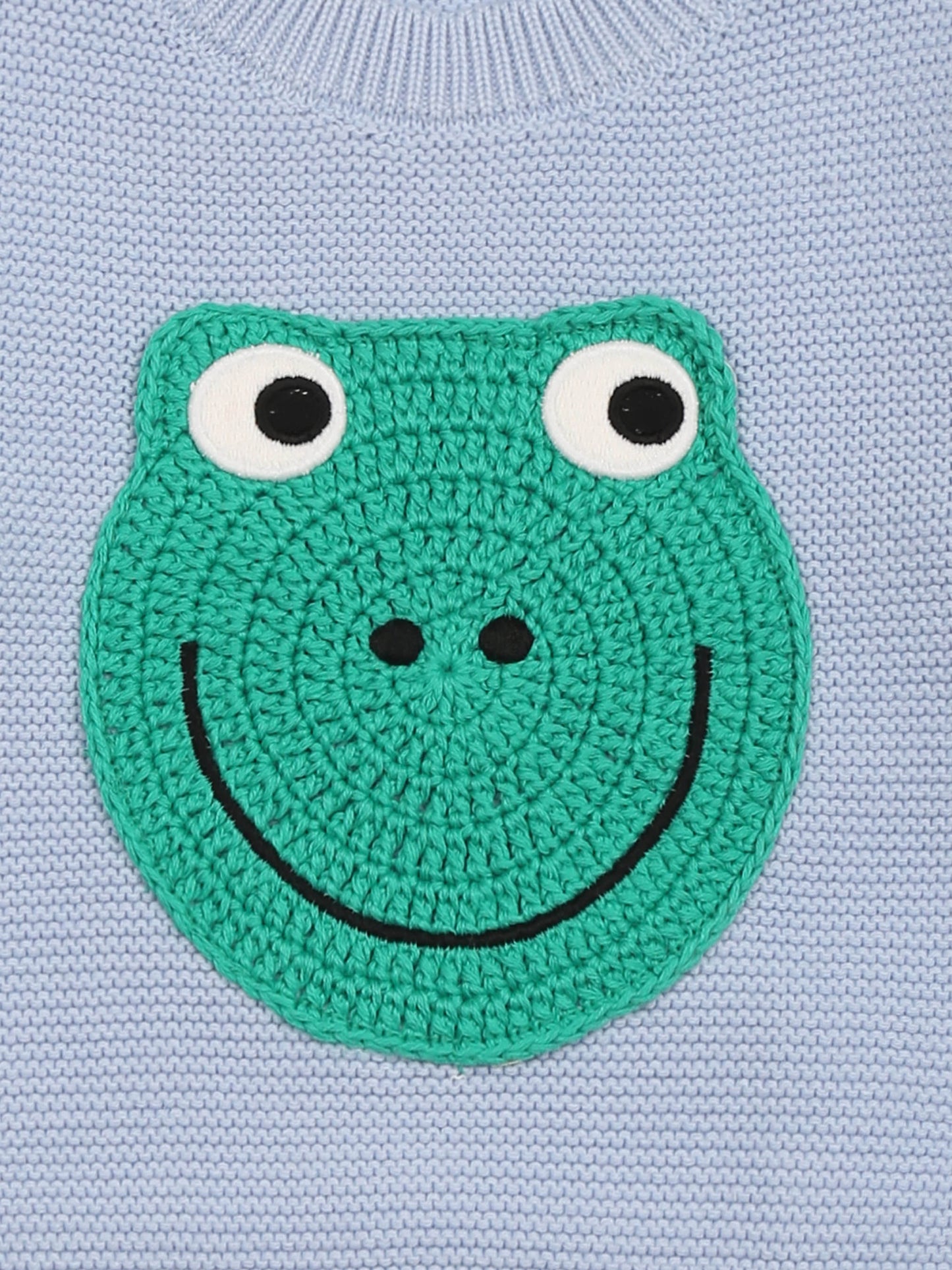 Maglione celeste per neonato con rana,Stella Mccartney Kids,TW9540 Z2423 600