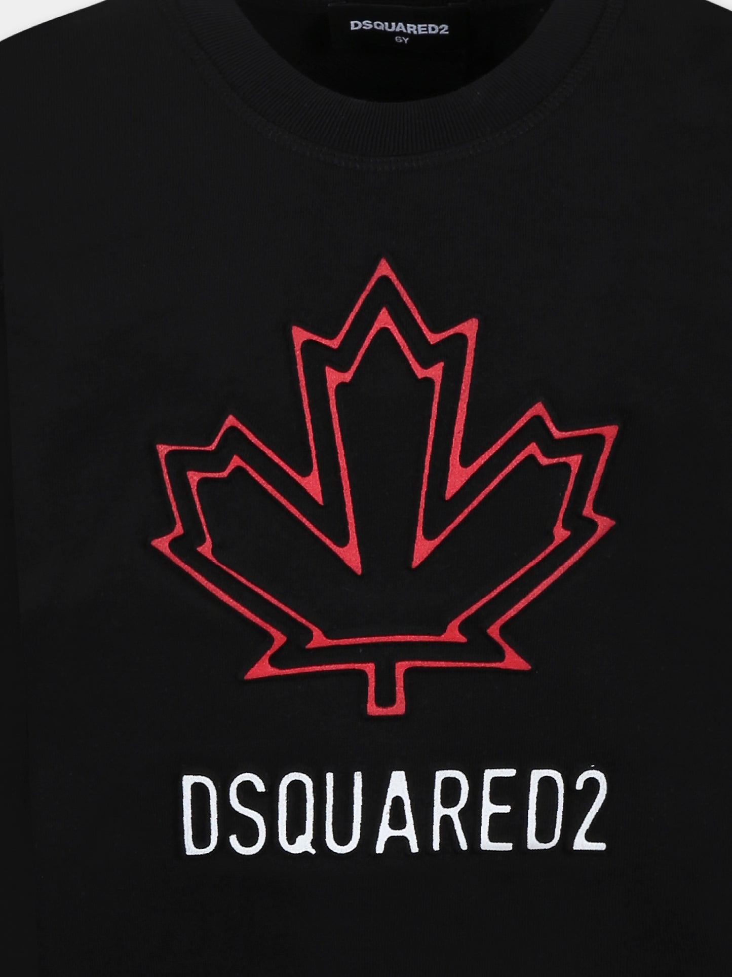Felpa nera per bambino con logo e foglia d'acero,Dsquared2,DQ2786 D0A9U D2S883U DQ900