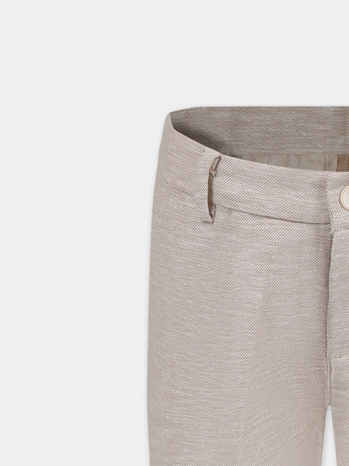 Beige trousers for boy with logo patch