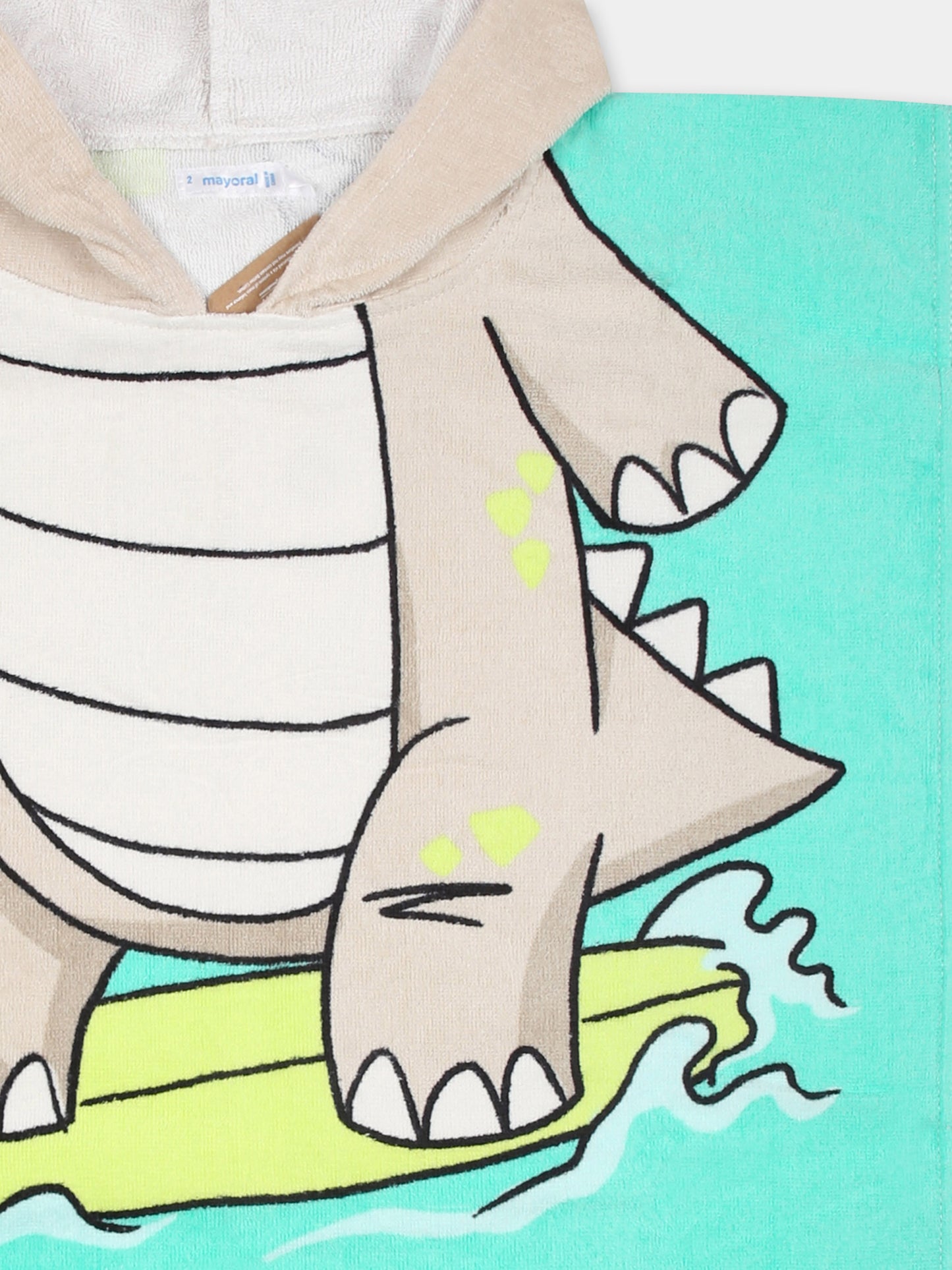 Multicolor bathrobe or baby boy with dinosaur